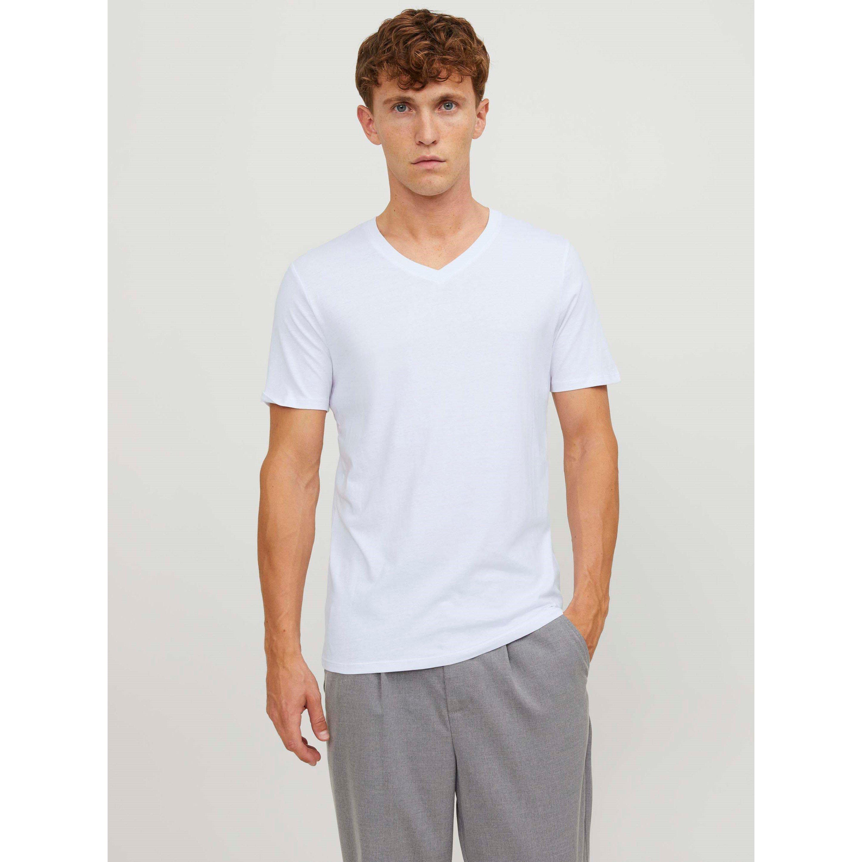 White - Jack and Jones - 2-pack V-Neck T-Shirt Mens - 3