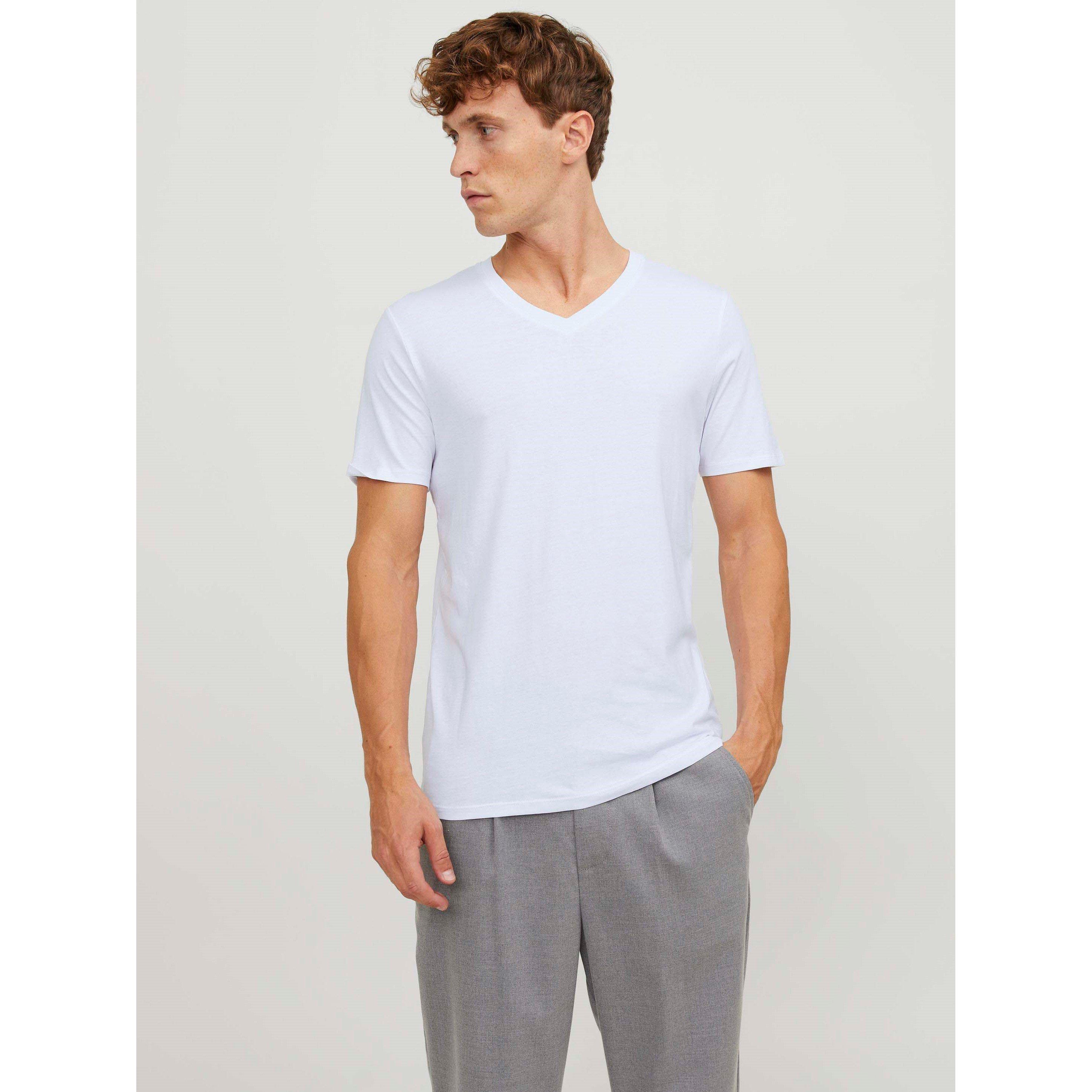 White - Jack and Jones - 2-pack V-Neck T-Shirt Mens - 6