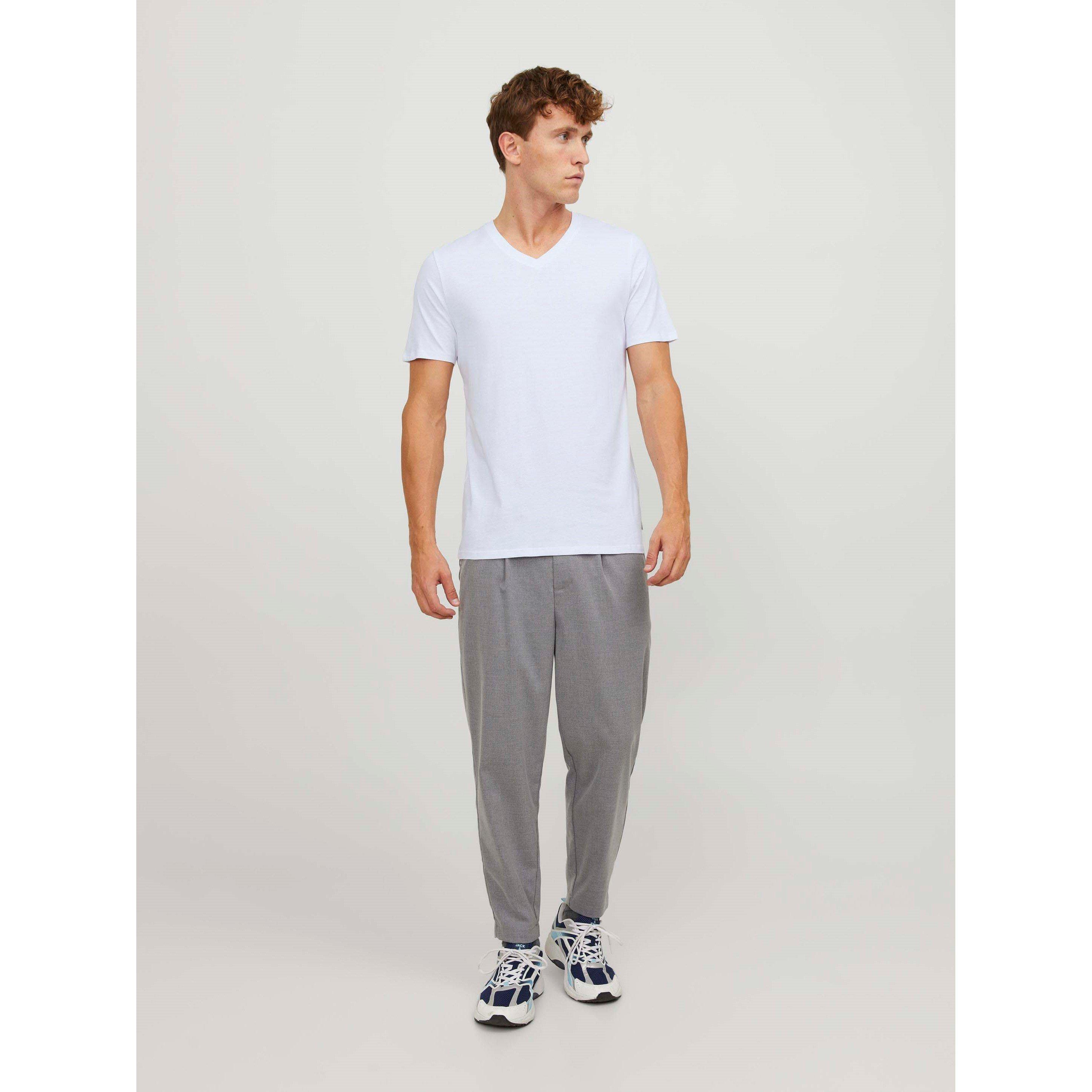 White - Jack and Jones - 2-pack V-Neck T-Shirt Mens - 7