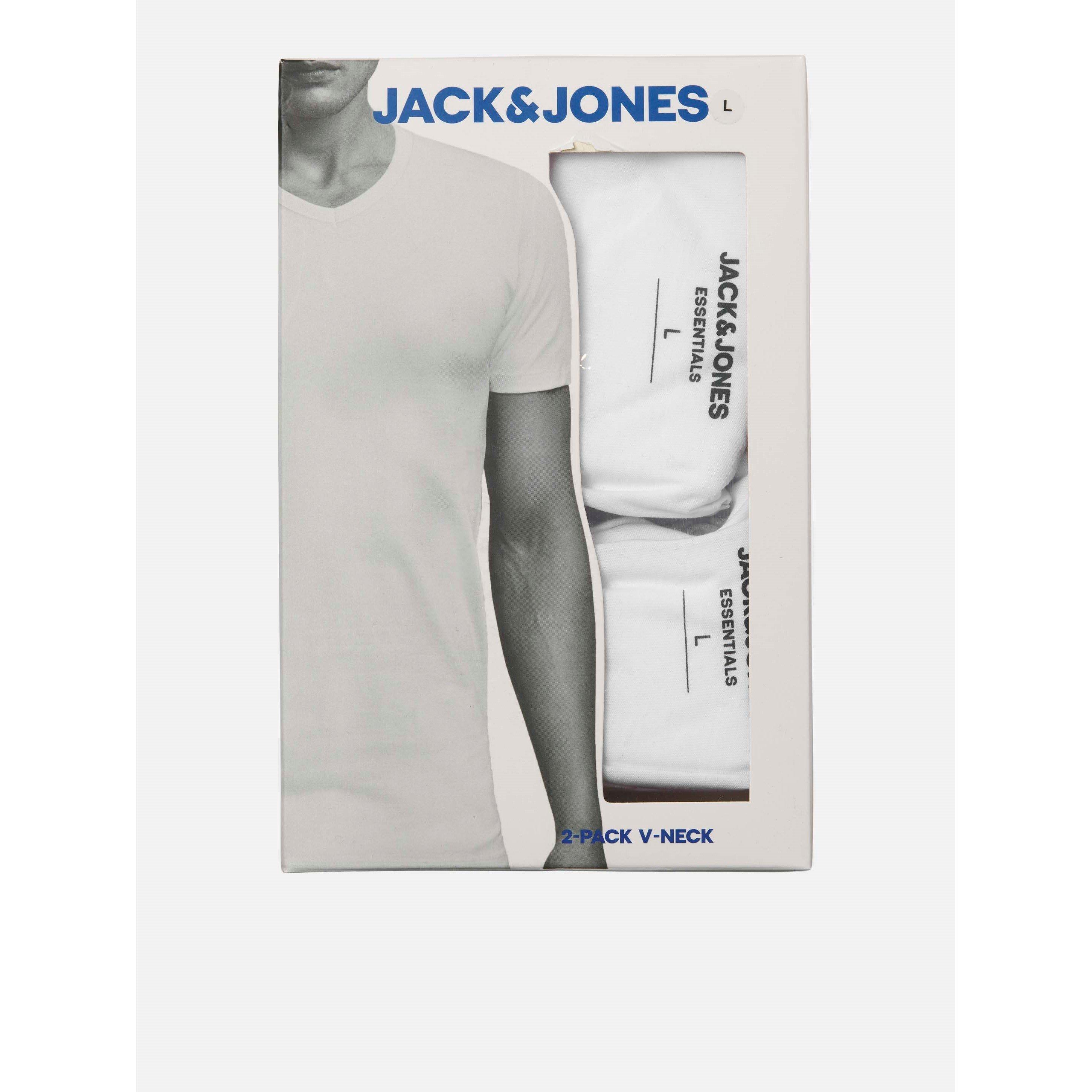 White - Jack and Jones - 2-pack V-Neck T-Shirt Mens - 8