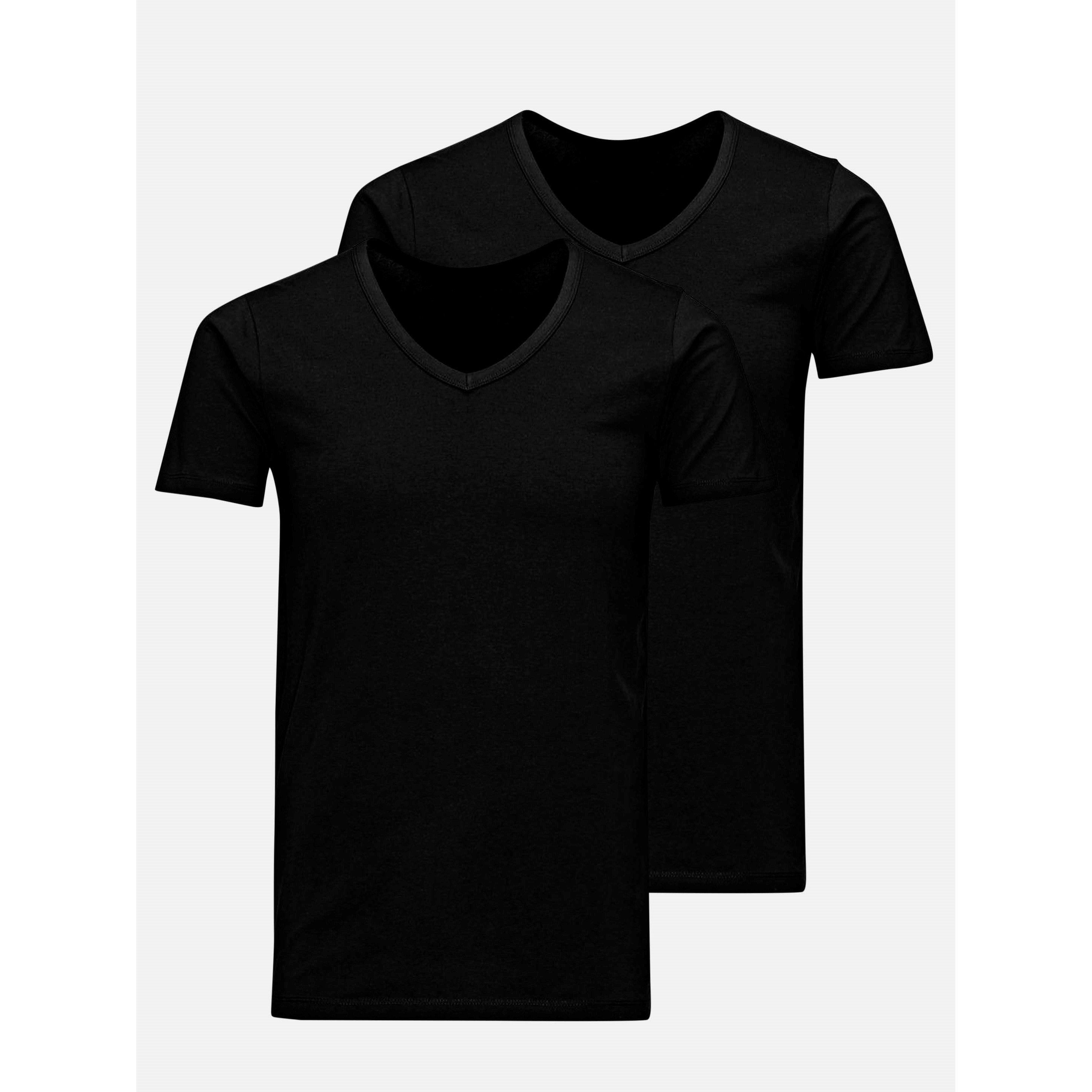Black - Jack and Jones - 2-pack V-Neck T-Shirt Mens - 1
