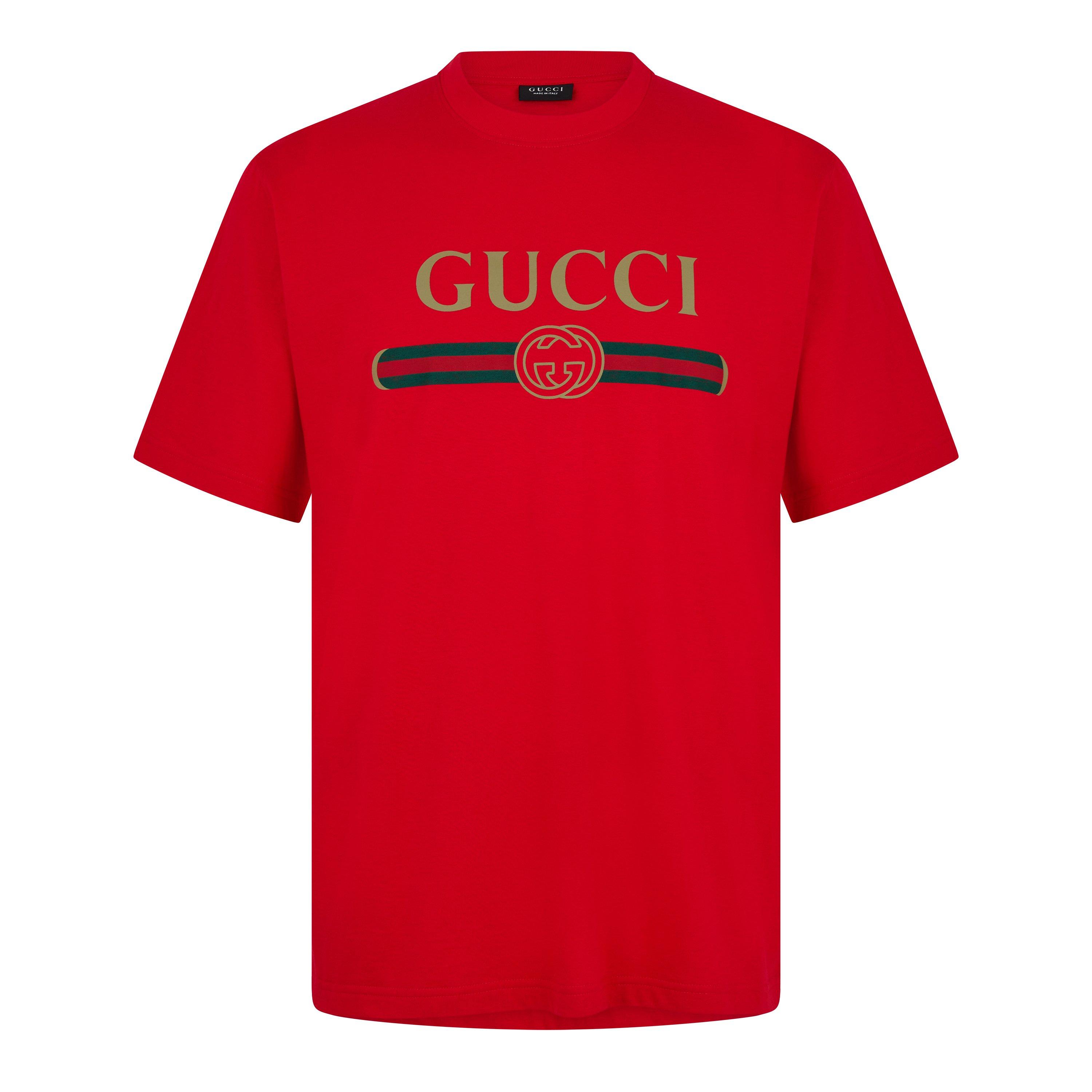 【新品】GUCCI BANDロゴ入りレッドTシャツ 18/24 Gucci Men's T-Shirt | Flannels