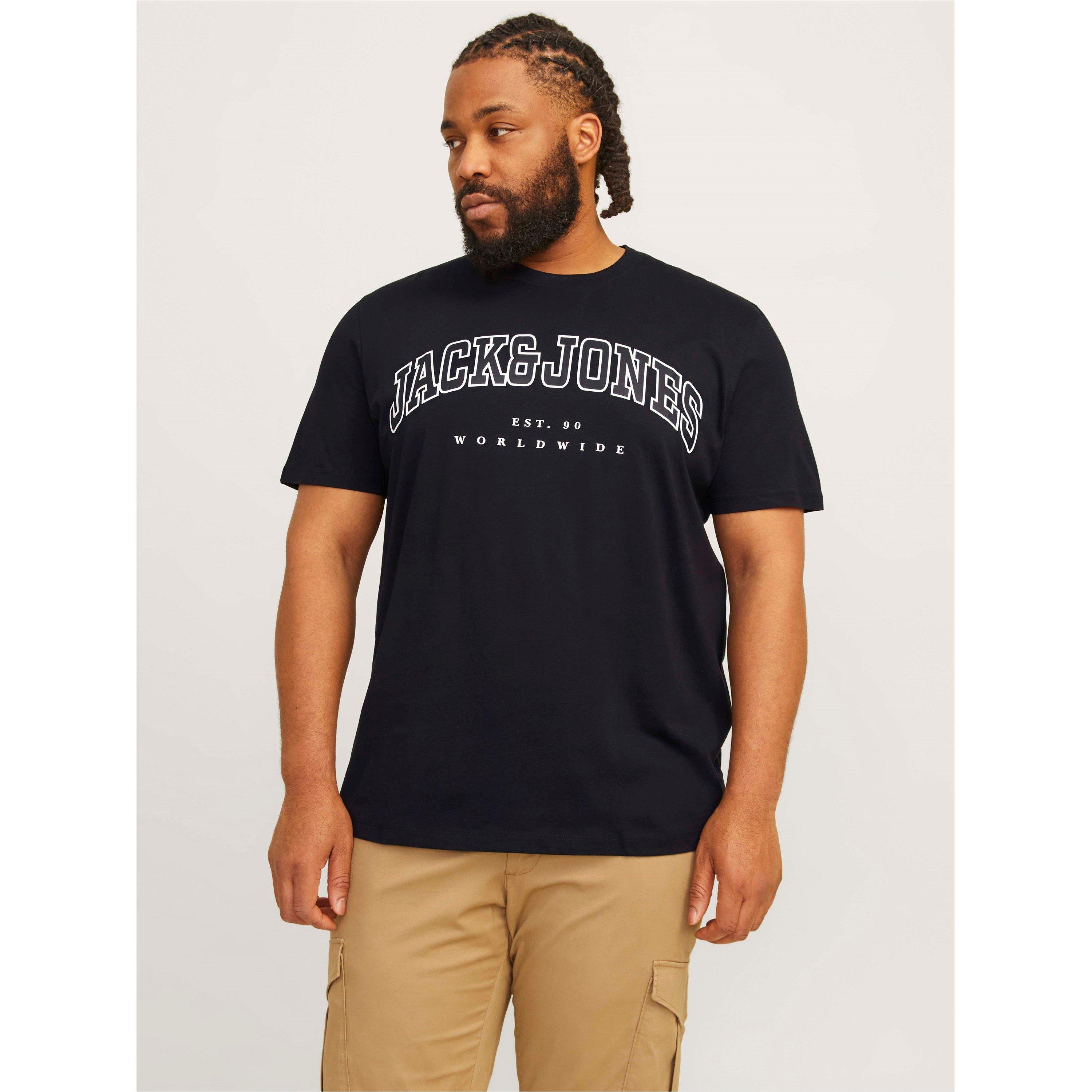 Black - Jack and Jones - Varsity Logo T-Shirt Mens Plus Size - 2
