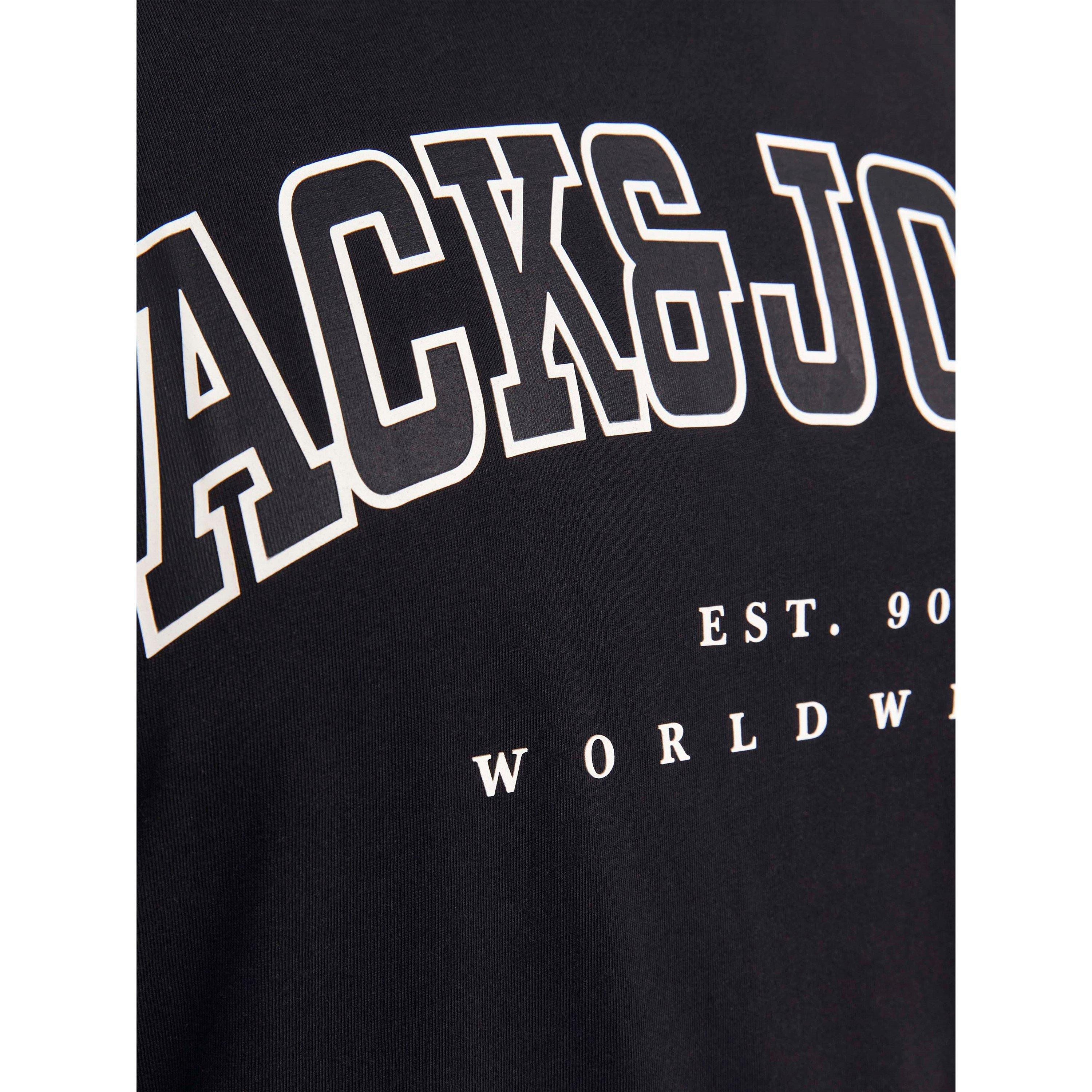 Black - Jack and Jones - Varsity Logo T-Shirt Mens Plus Size - 5