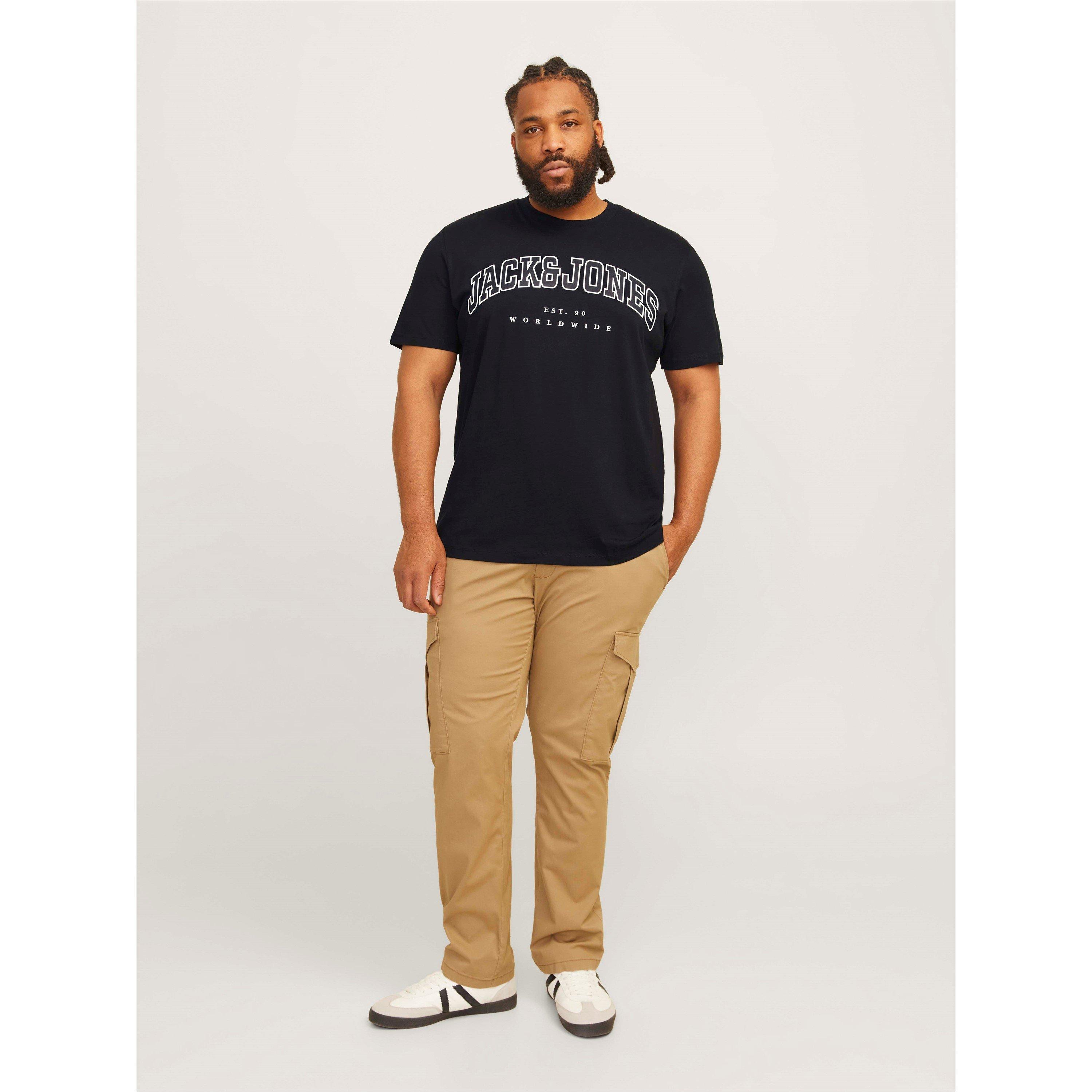 Black - Jack and Jones - Varsity Logo T-Shirt Mens Plus Size - 7