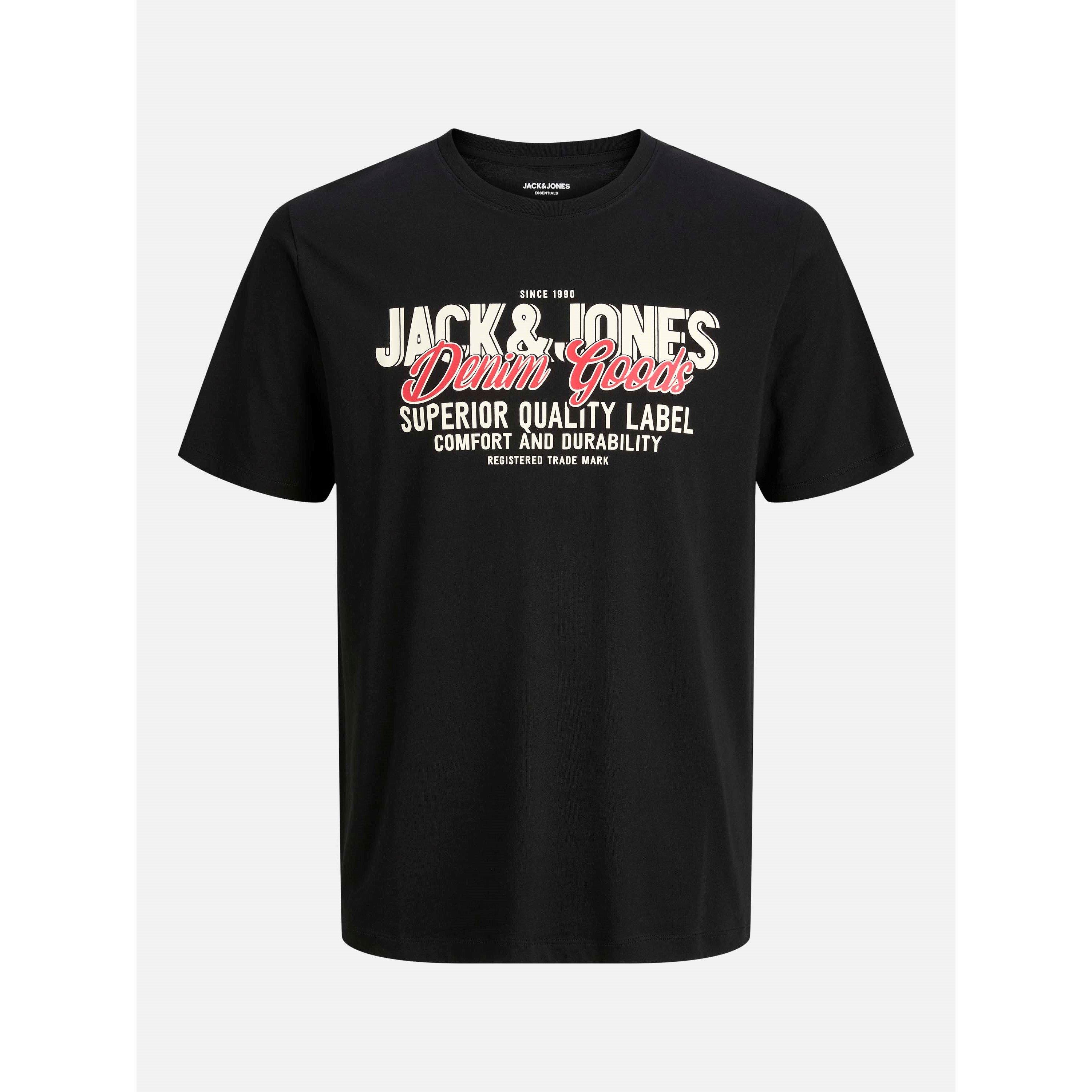 Jack And Jones Men's Colour Logo T-Shirt Plus Size - Black - 3XL