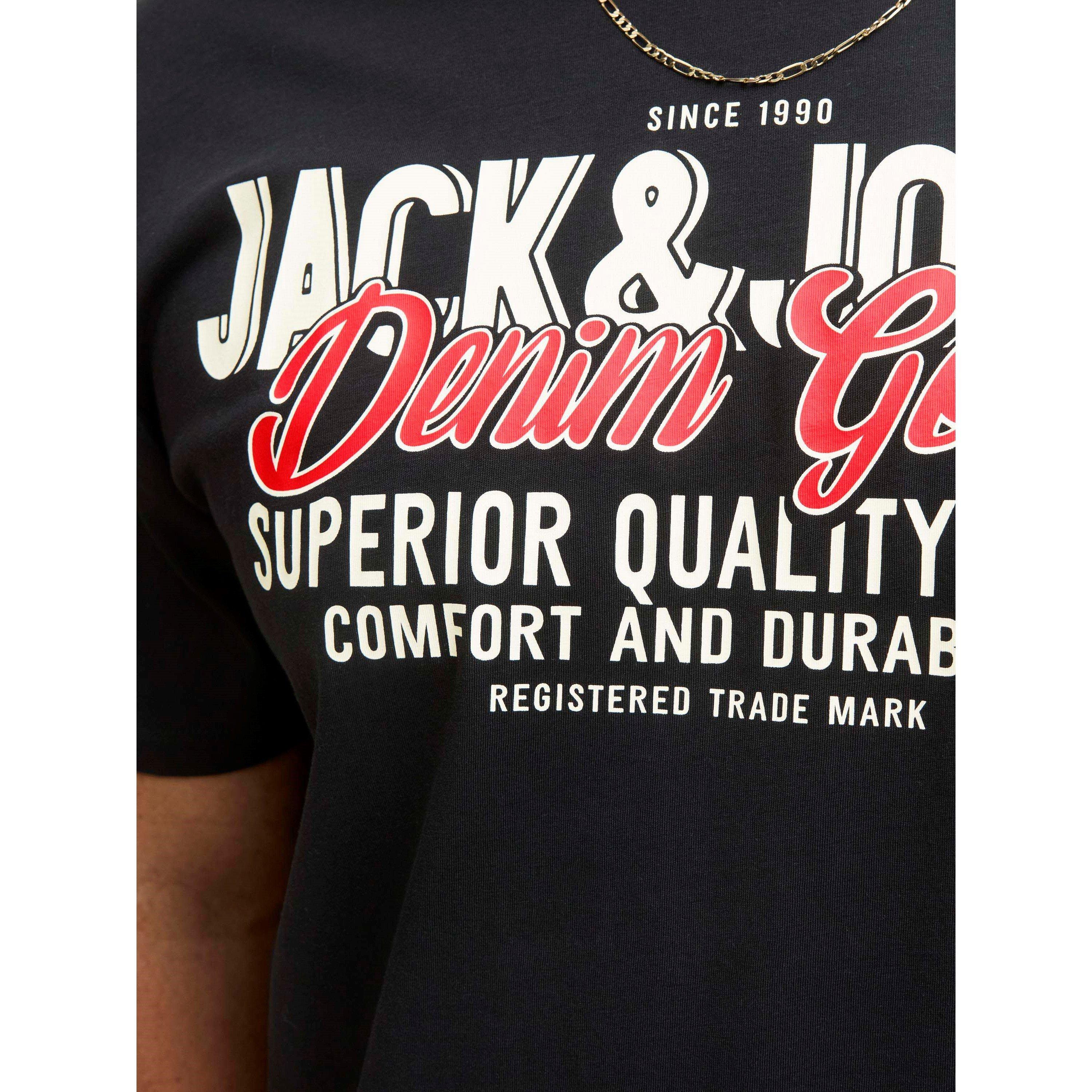 Black - Jack and Jones - Colour Logo T-Shirt Mens Plus Size - 4