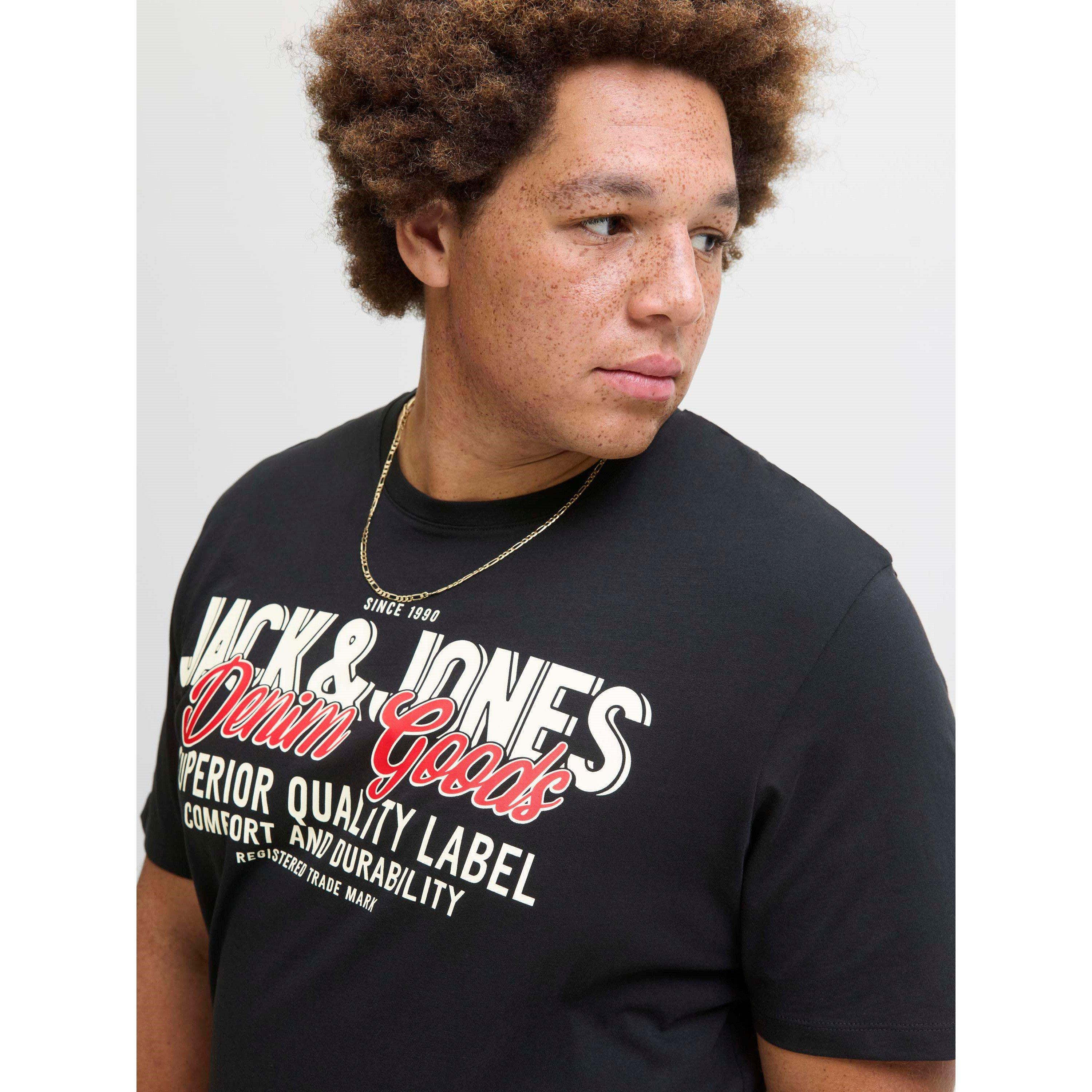 Black - Jack and Jones - Colour Logo T-Shirt Mens Plus Size - 6