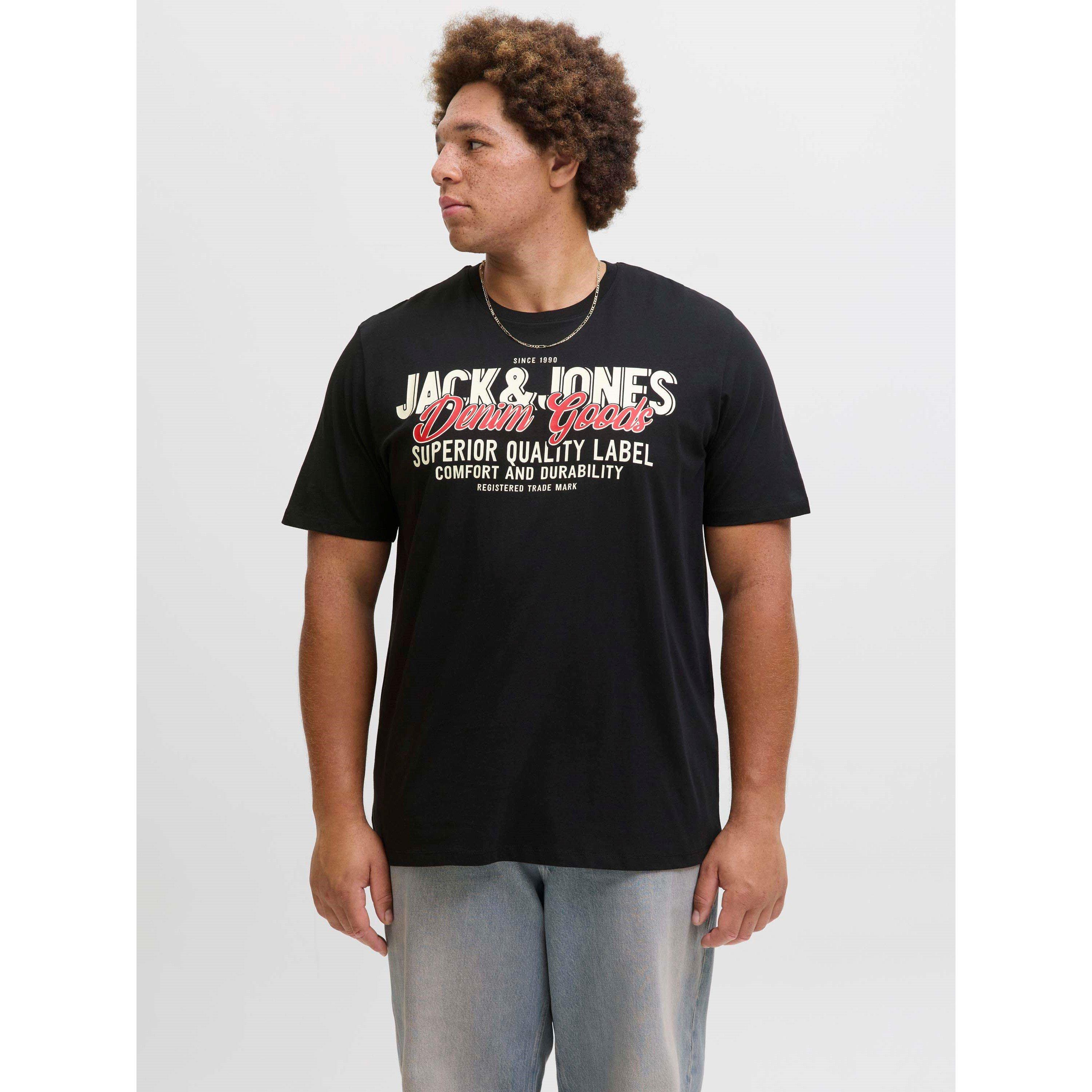 Black - Jack and Jones - Colour Logo T-Shirt Mens Plus Size - 7