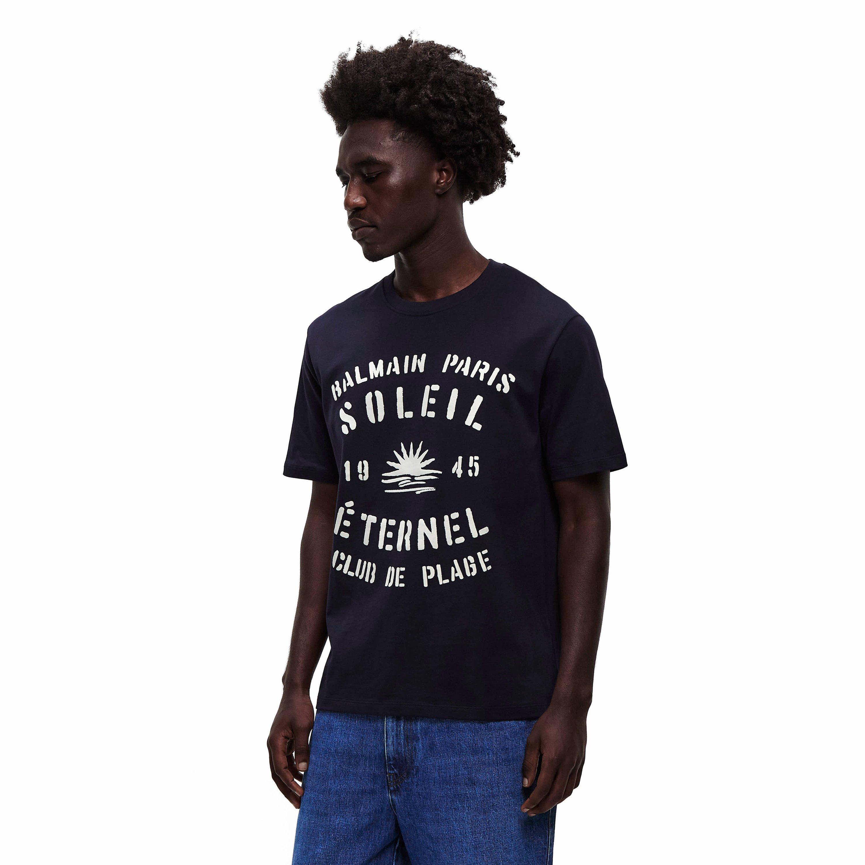 Navy - Balmain - Balmain Soleil Tee Sn62 - 3