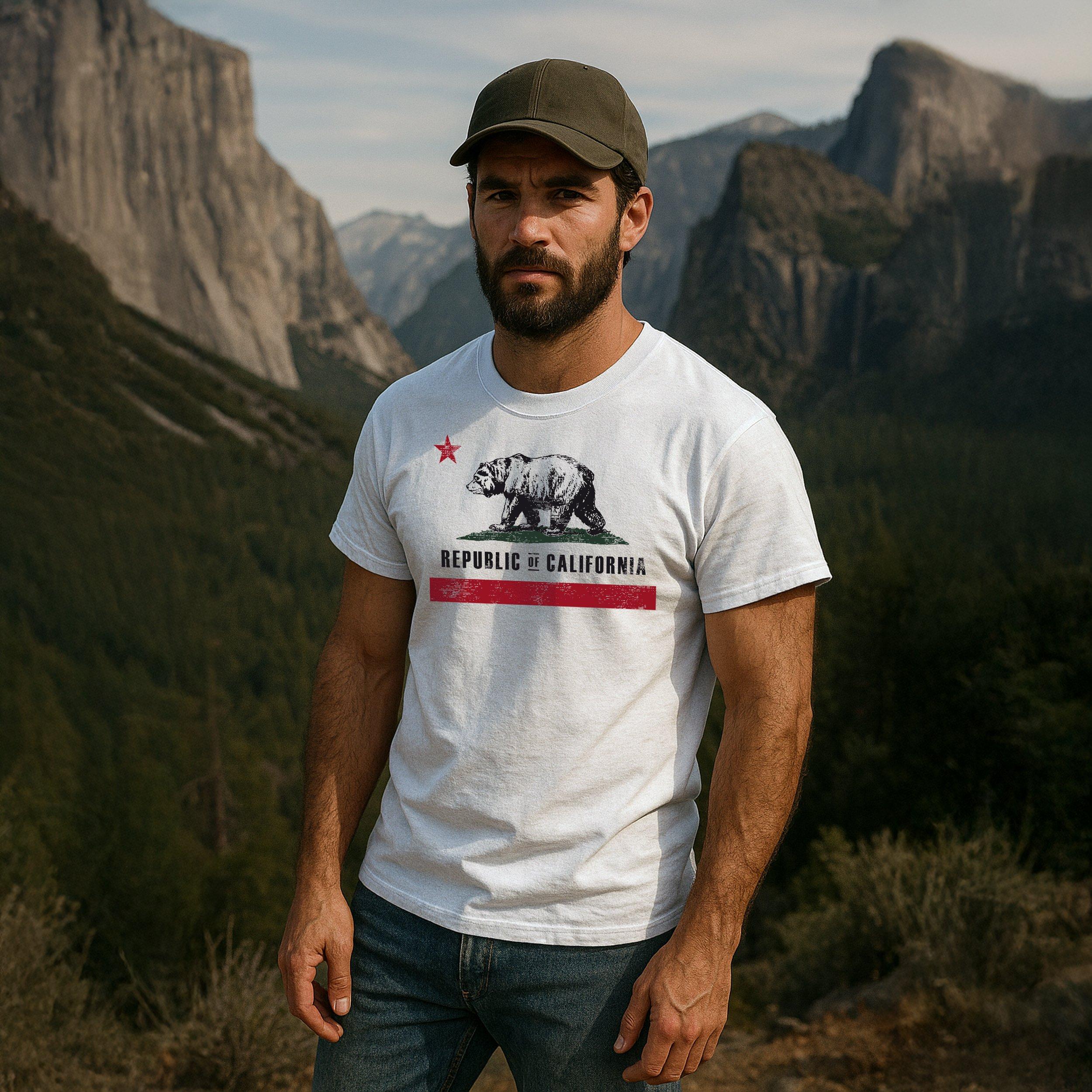 White - Republic of California - Men's Old Flag T-Shirt - 5