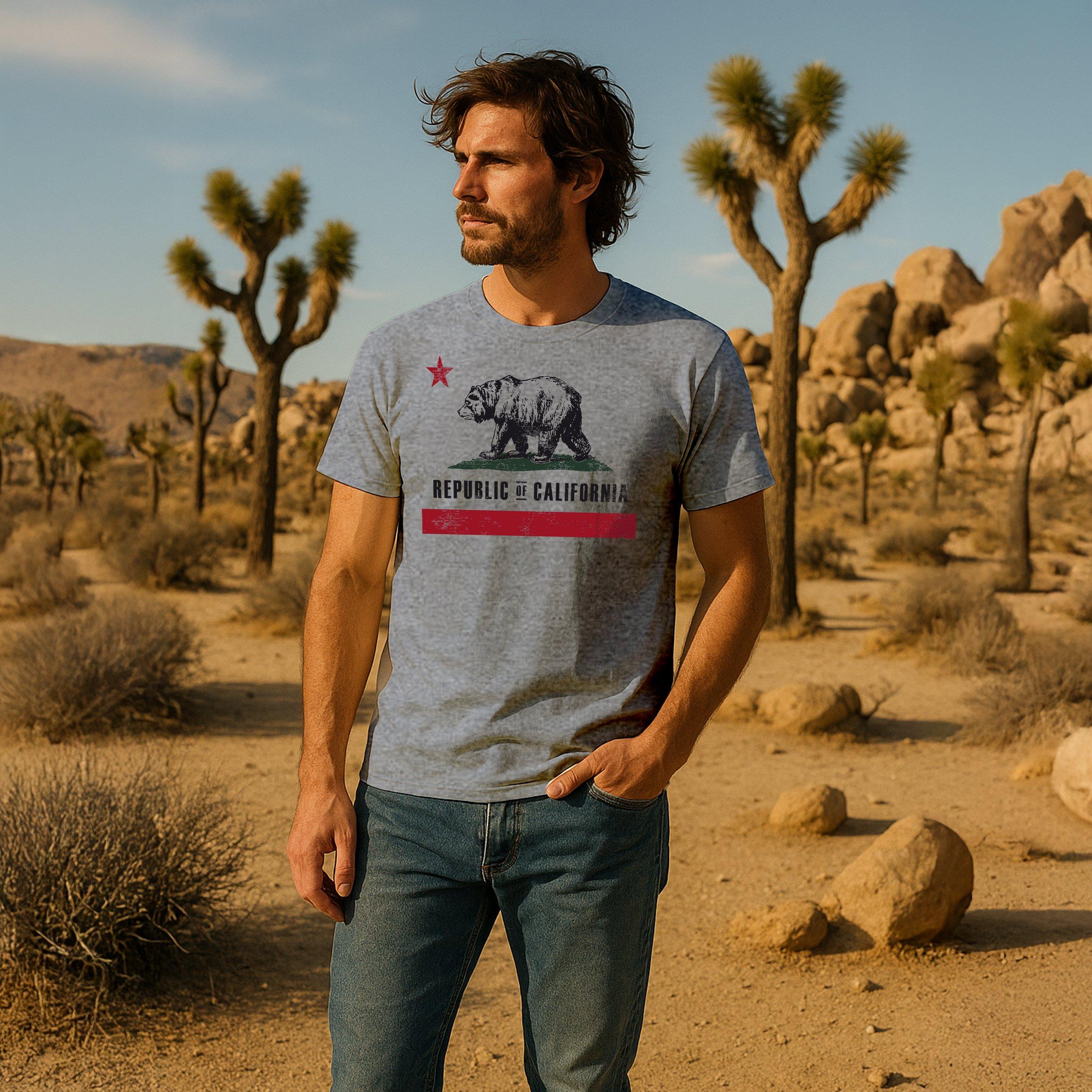 Grey Marl - Republic of California - Old Flag Tee Sn99 - 4