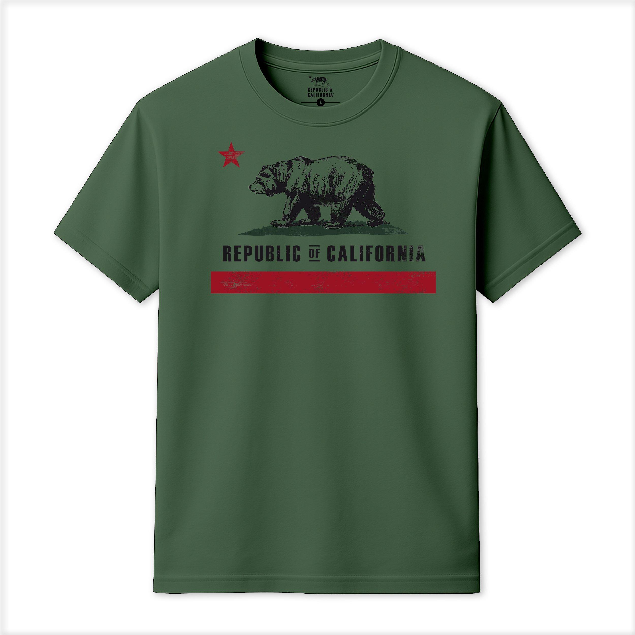 Republic Of California Men's Old Flag T-Shirt - Military Green - Small