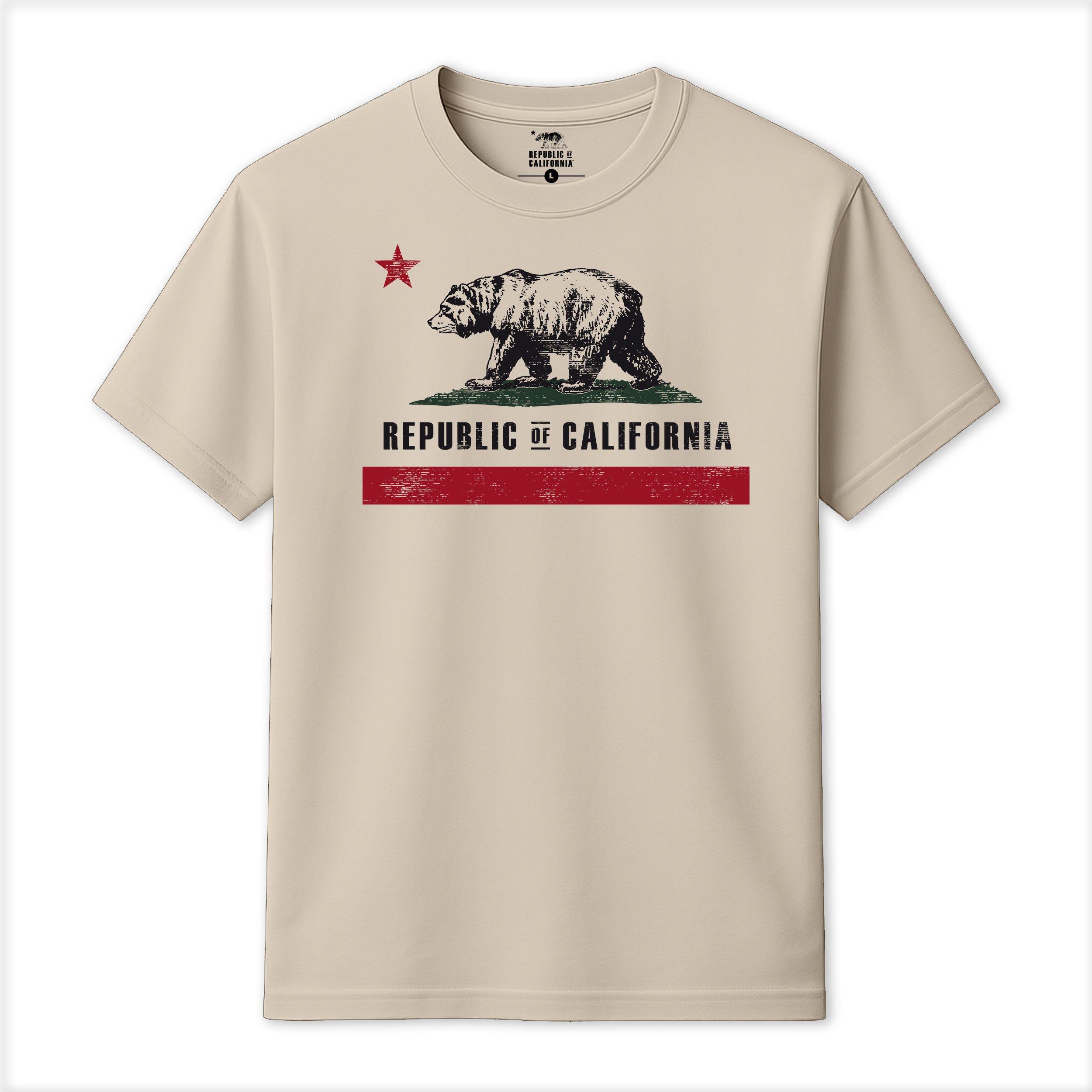 Republic Of California Men's Old Flag T-Shirt - Natural - Small