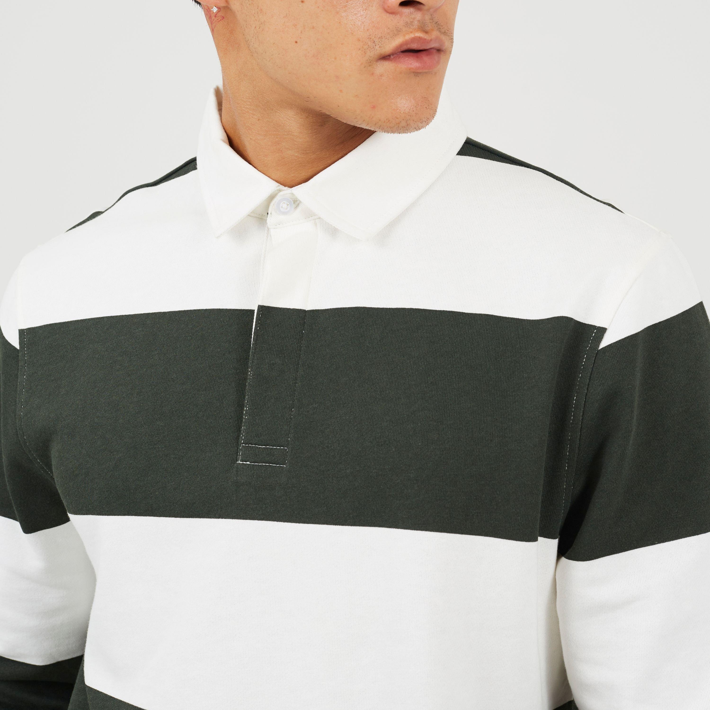 Cream/Green - Brave Soul - Rugby Shirt Sn62 - 3