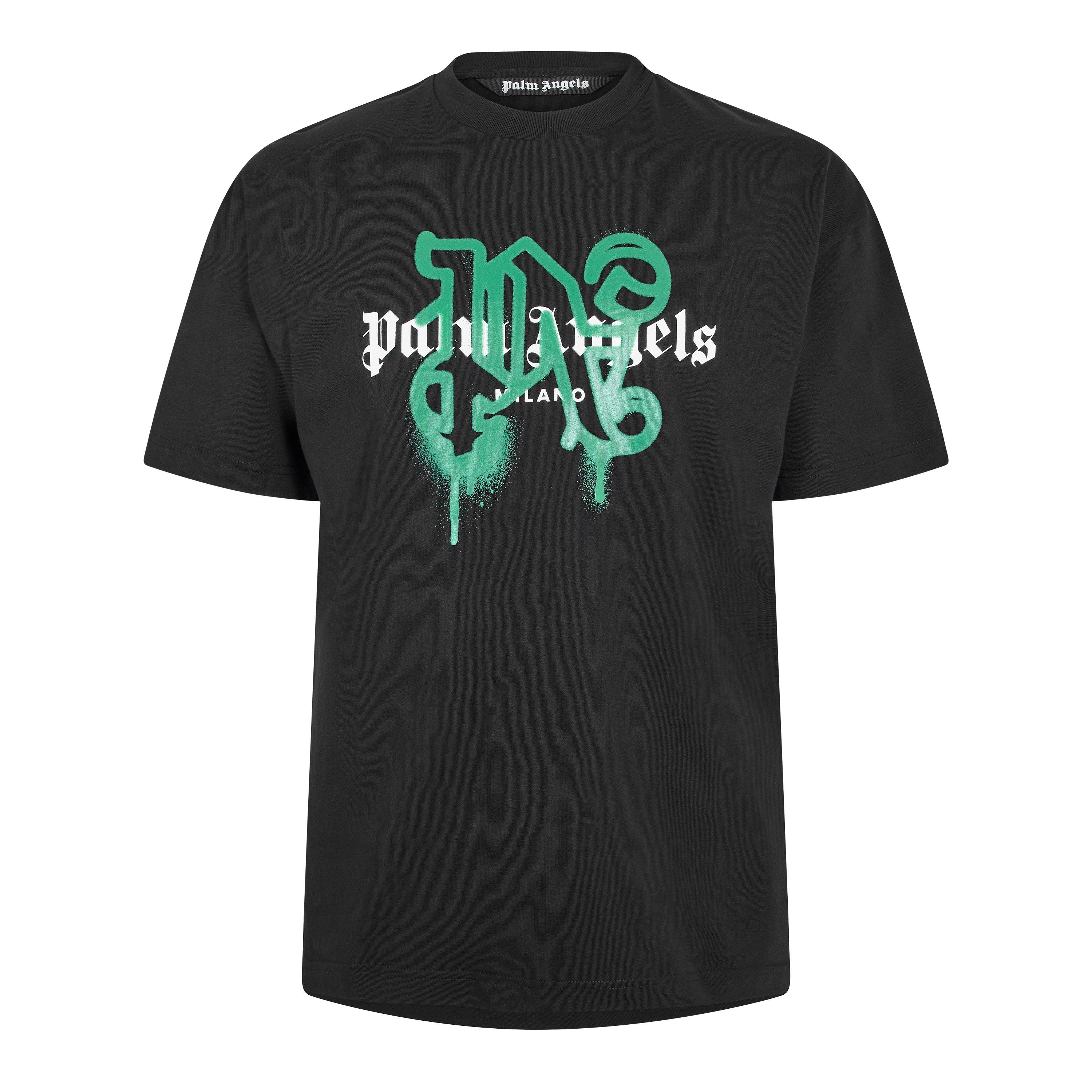 Palm Angels Men's Milan T-Shirt - Black Green - XS