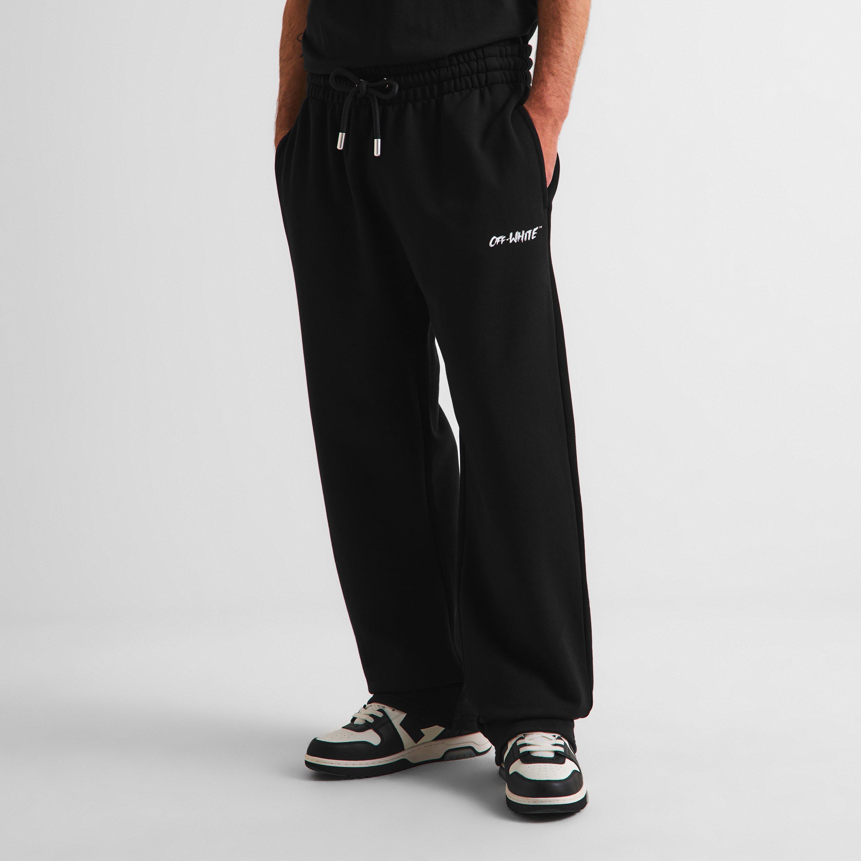 Black - Off White - Men's Slim Fit Jogging Bottoms - 3