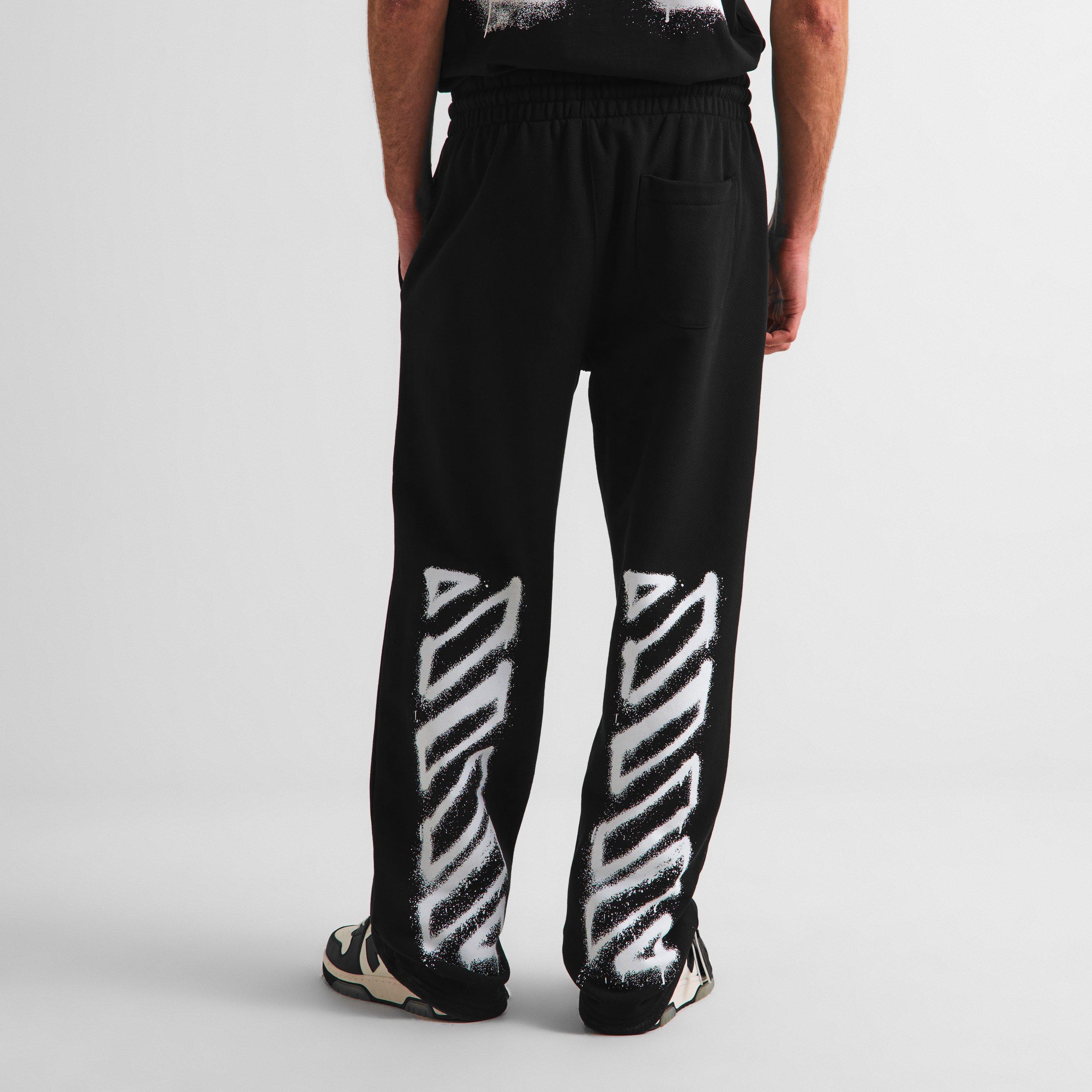 Black - Off White - Men's Slim Fit Jogging Bottoms - 4