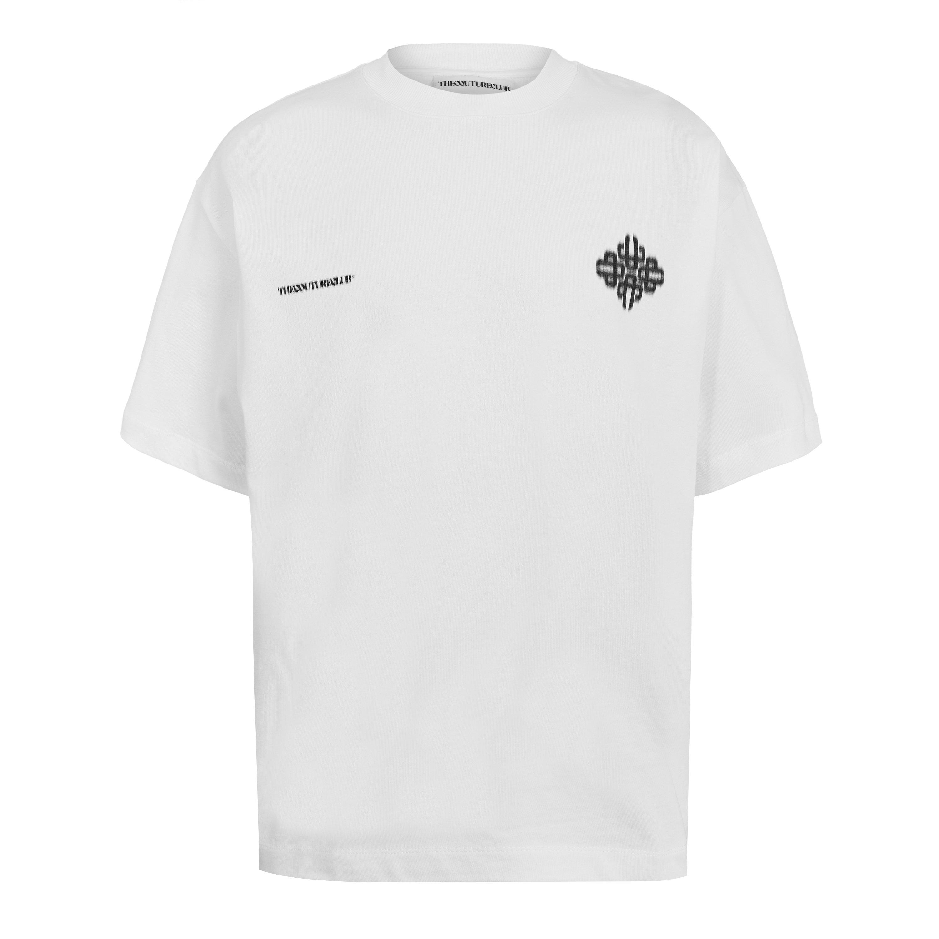 The Couture Club Men's Blurred Oversized Fit Oversized T-Shirt - White/Black - Large