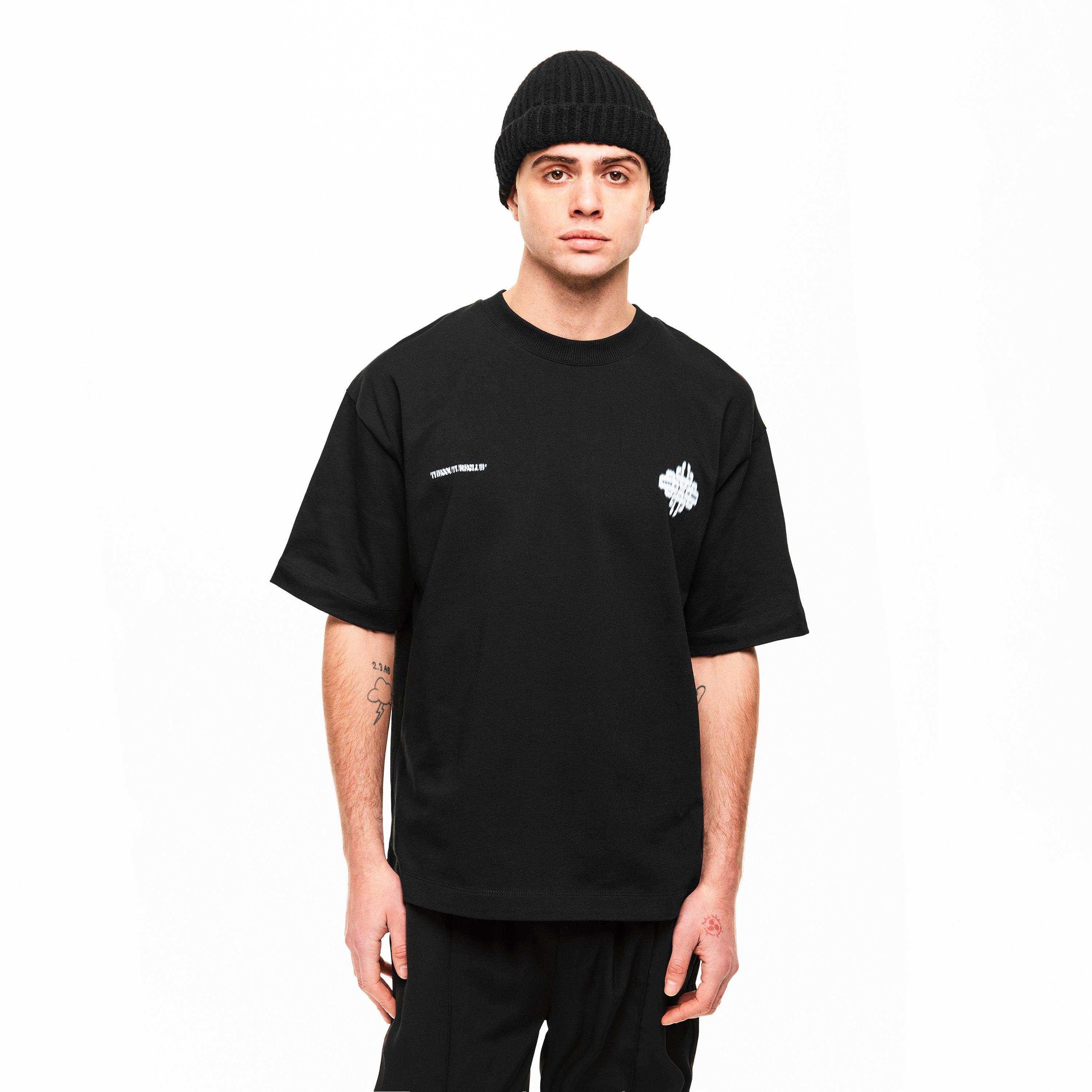 Black/White - The Couture Club - Men's Blurred Oversized Fit Oversized T-Shirt - 3