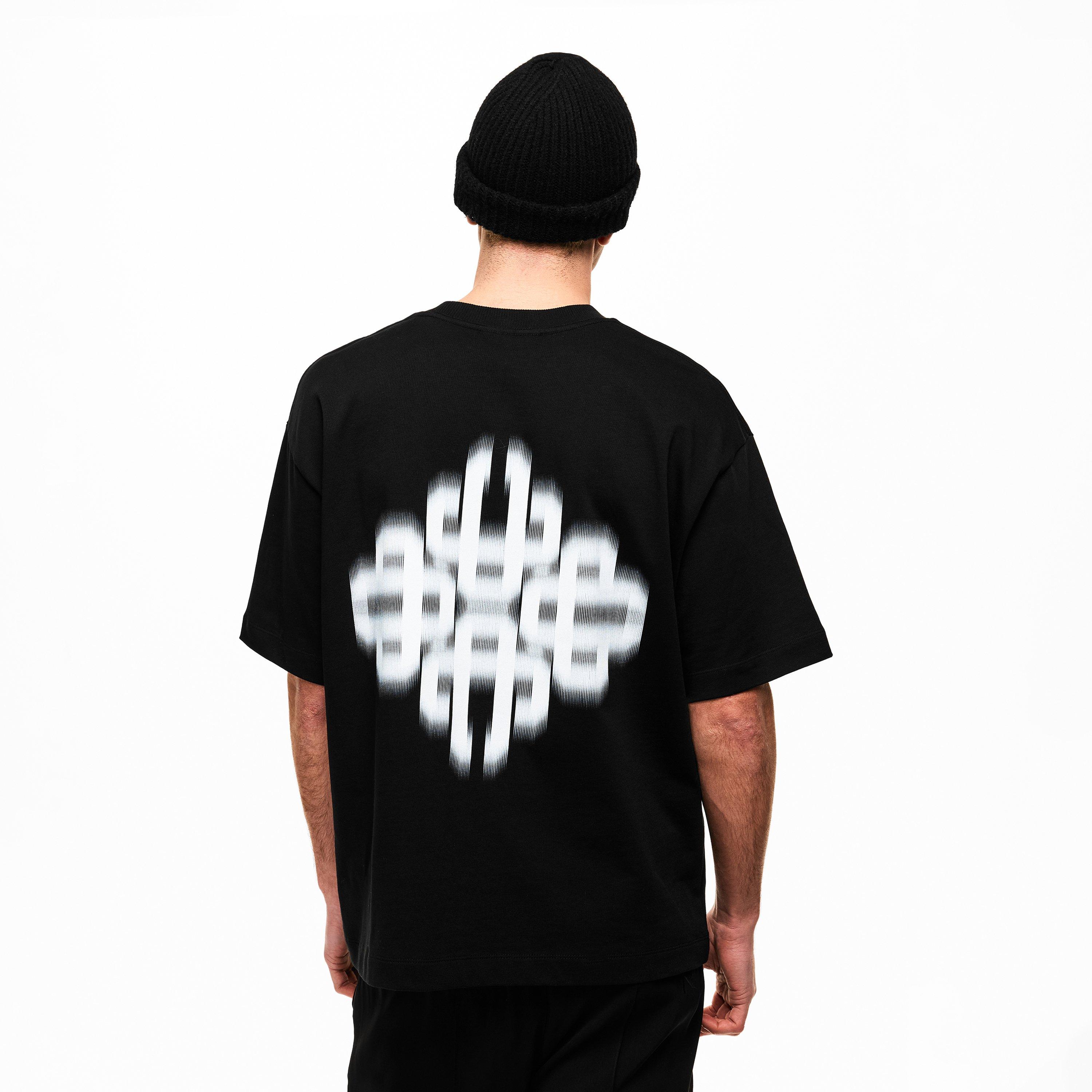 Black/White - The Couture Club - Men's Blurred Oversized Fit Oversized T-Shirt - 4