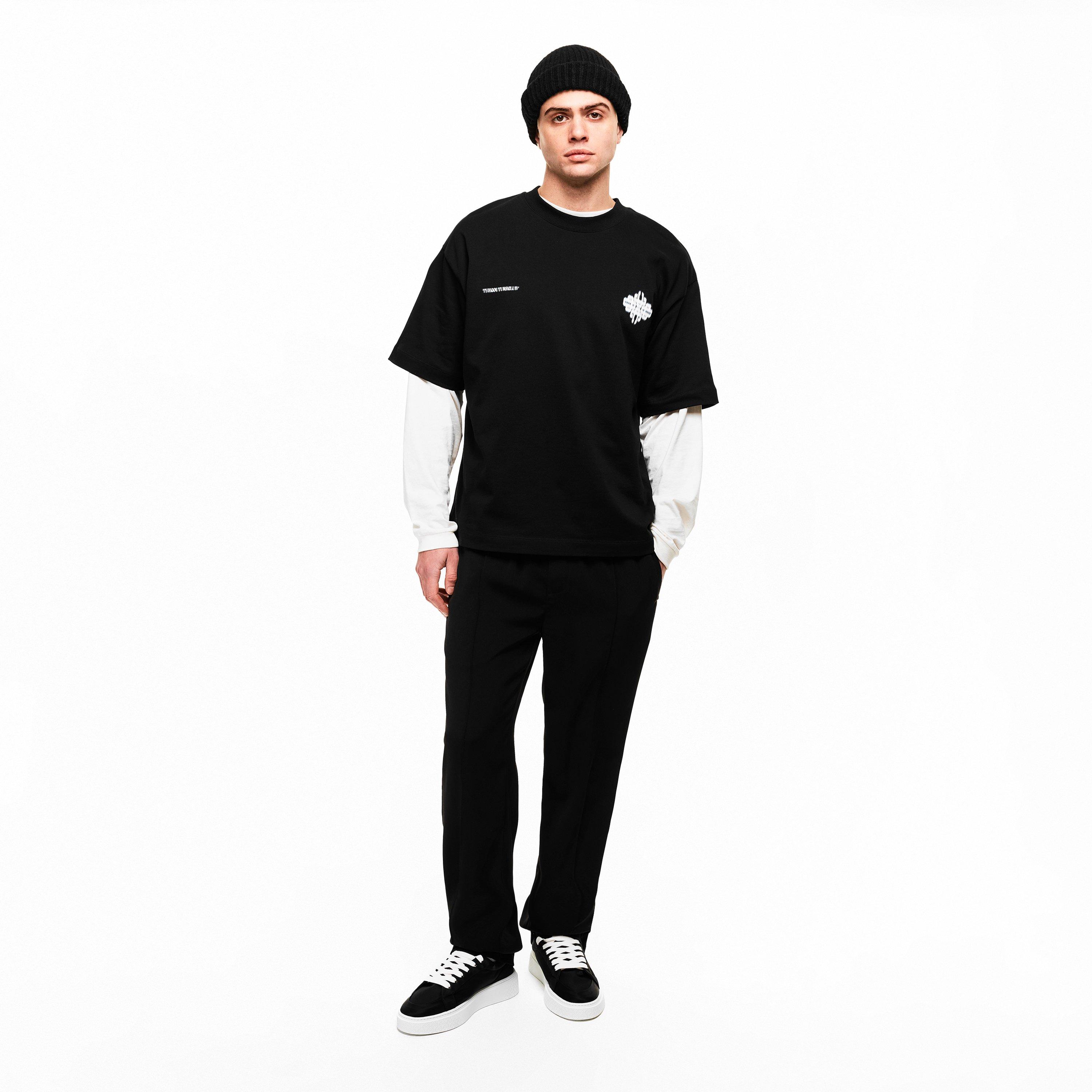 Black/White - The Couture Club - Men's Blurred Oversized Fit Oversized T-Shirt - 6