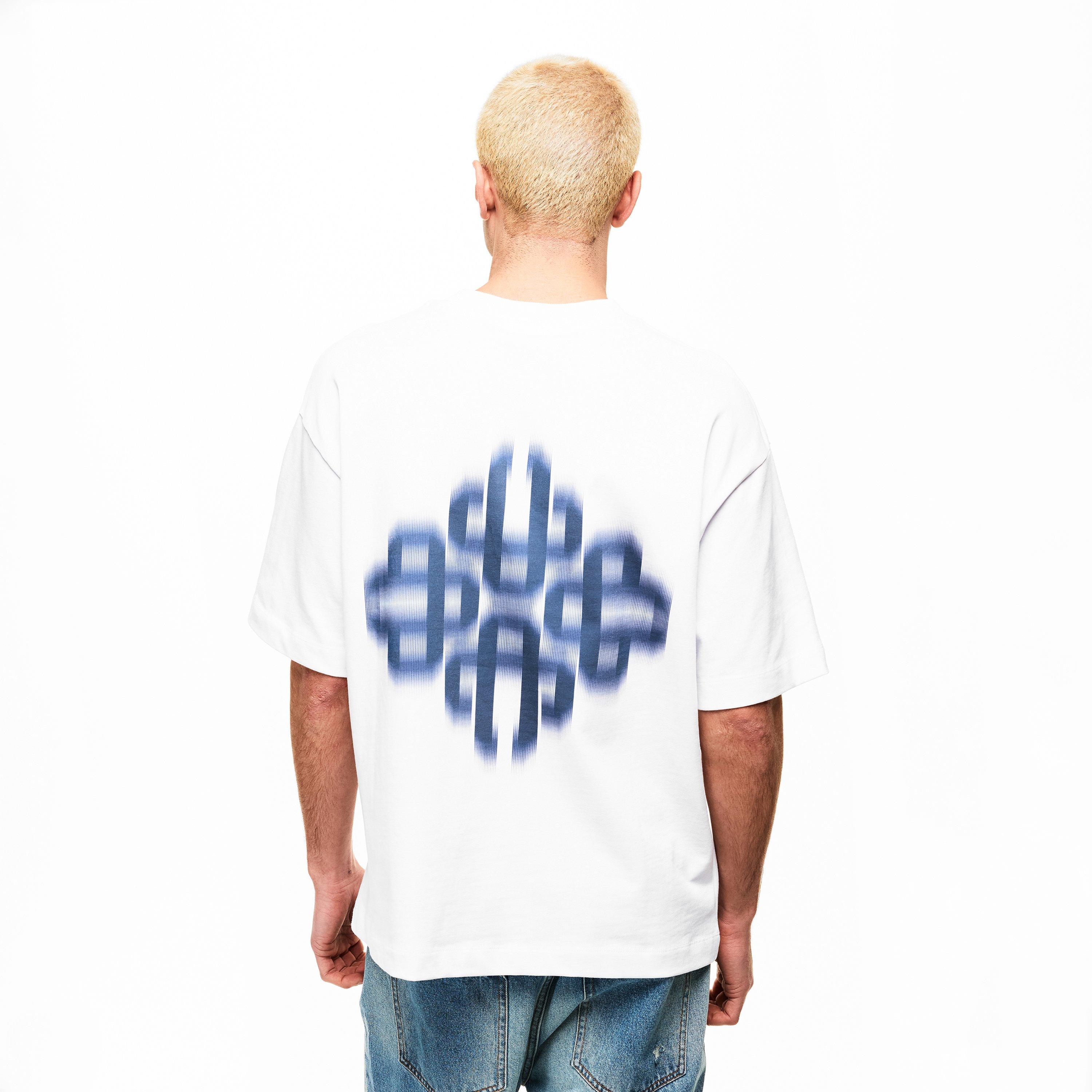 White/Navy - The Couture Club - Men's Blurred Oversized Fit Oversized T-Shirt - 4
