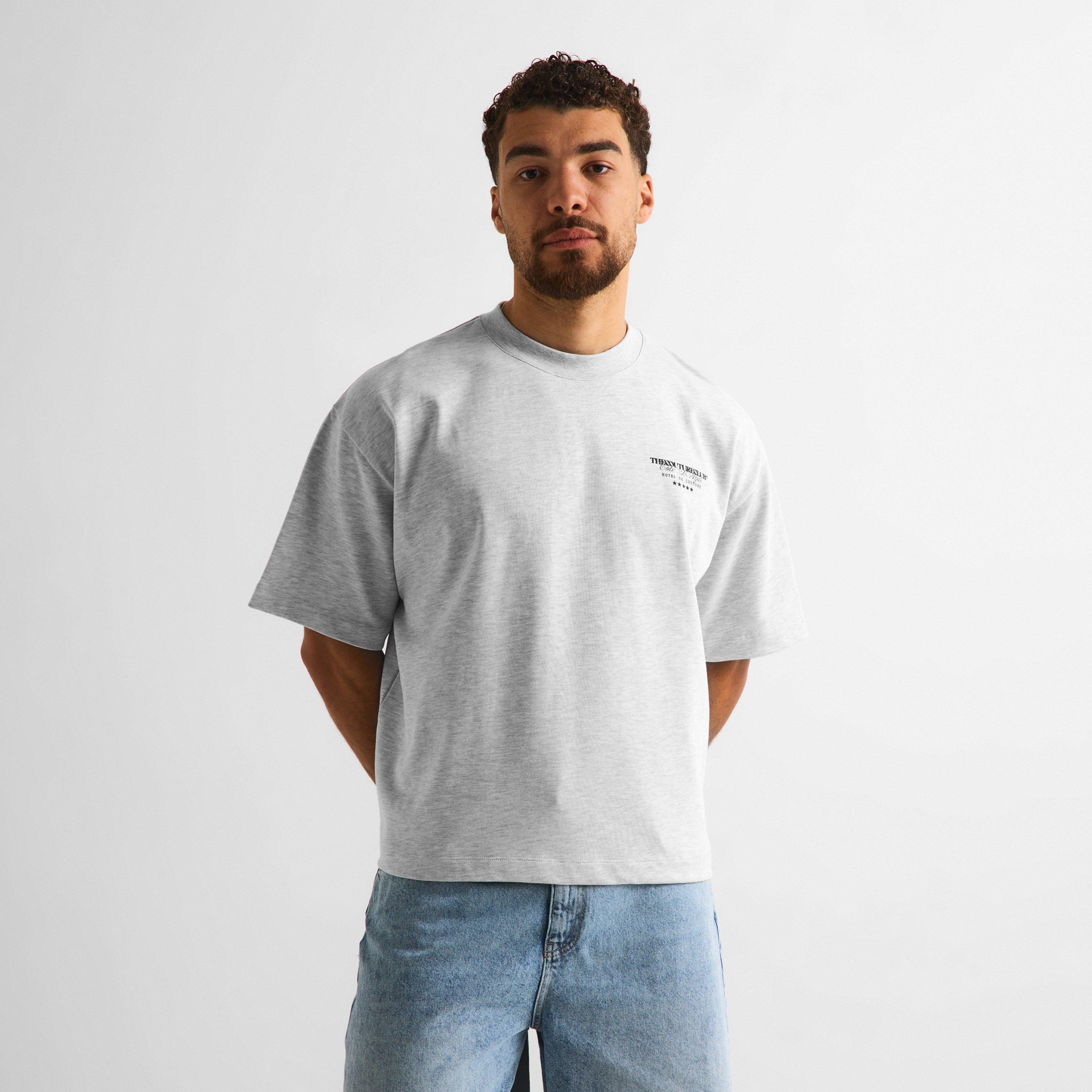 Grey Marl/Green - The Couture Club - Men's Oversized Fit T-Shirt - 3