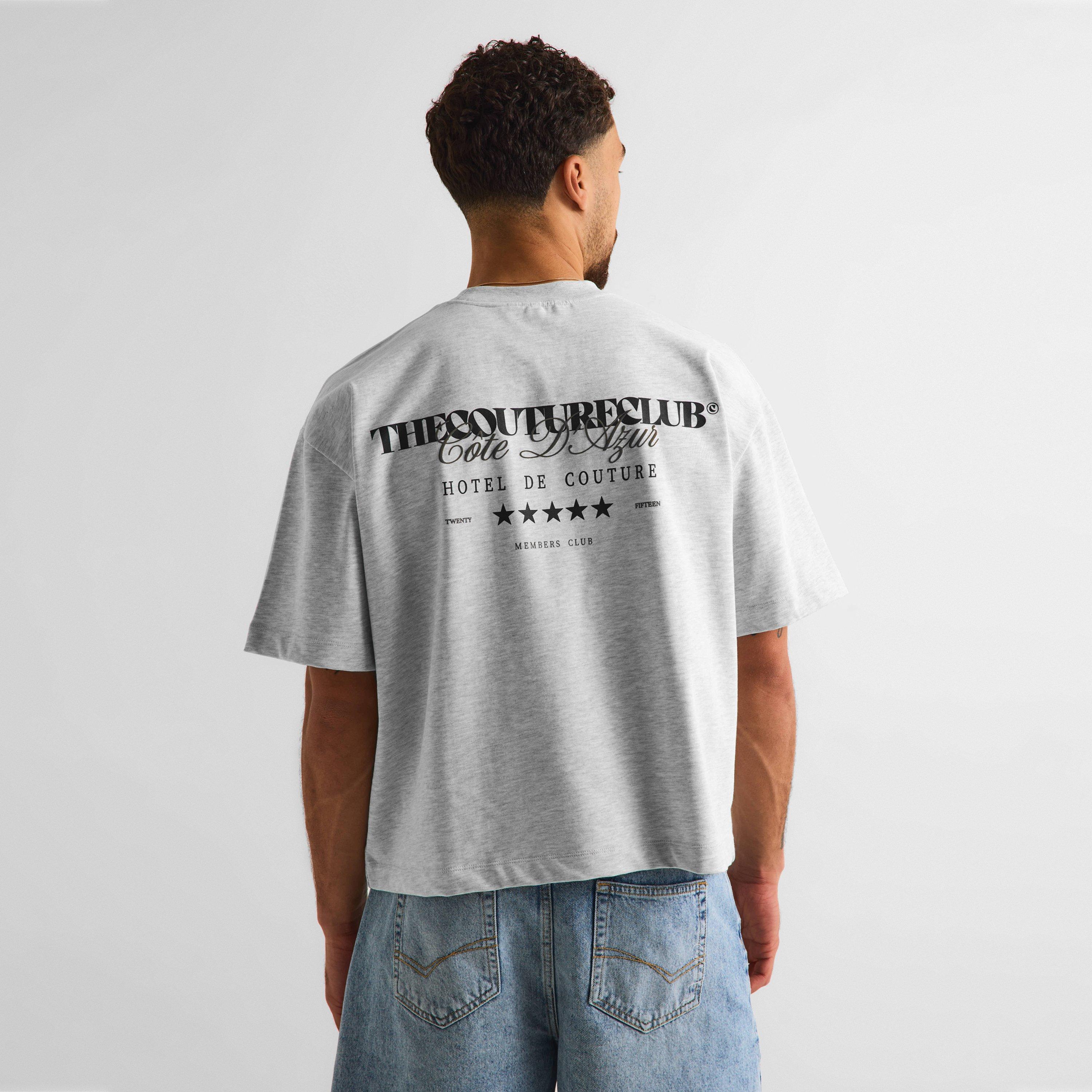 Grey Marl/Green - The Couture Club - Men's Oversized Fit T-Shirt - 4
