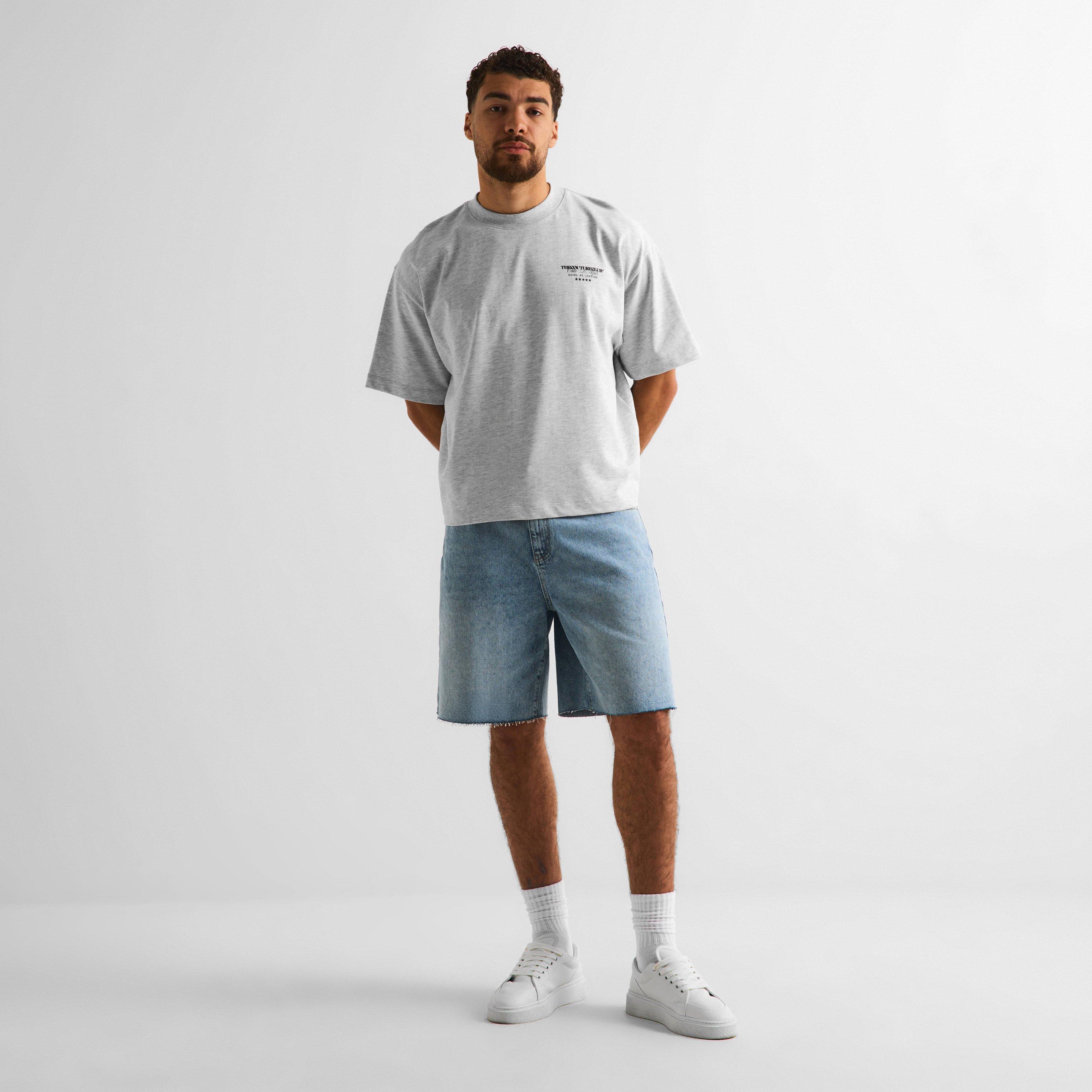 Grey Marl/Green - The Couture Club - Men's Oversized Fit T-Shirt - 6