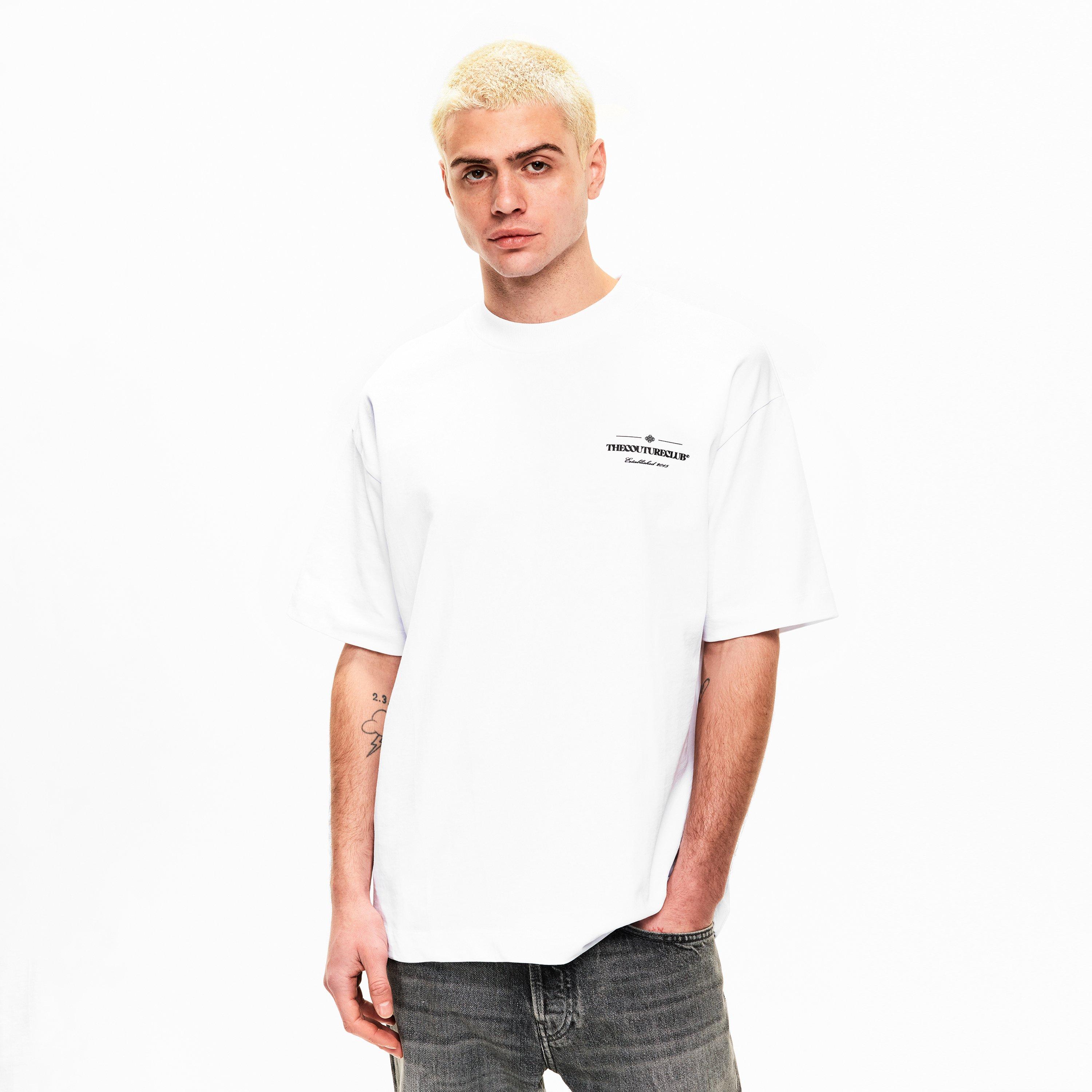 White/Black - The Couture Club - Men's Copyright T Oversized T-Shirt - 3