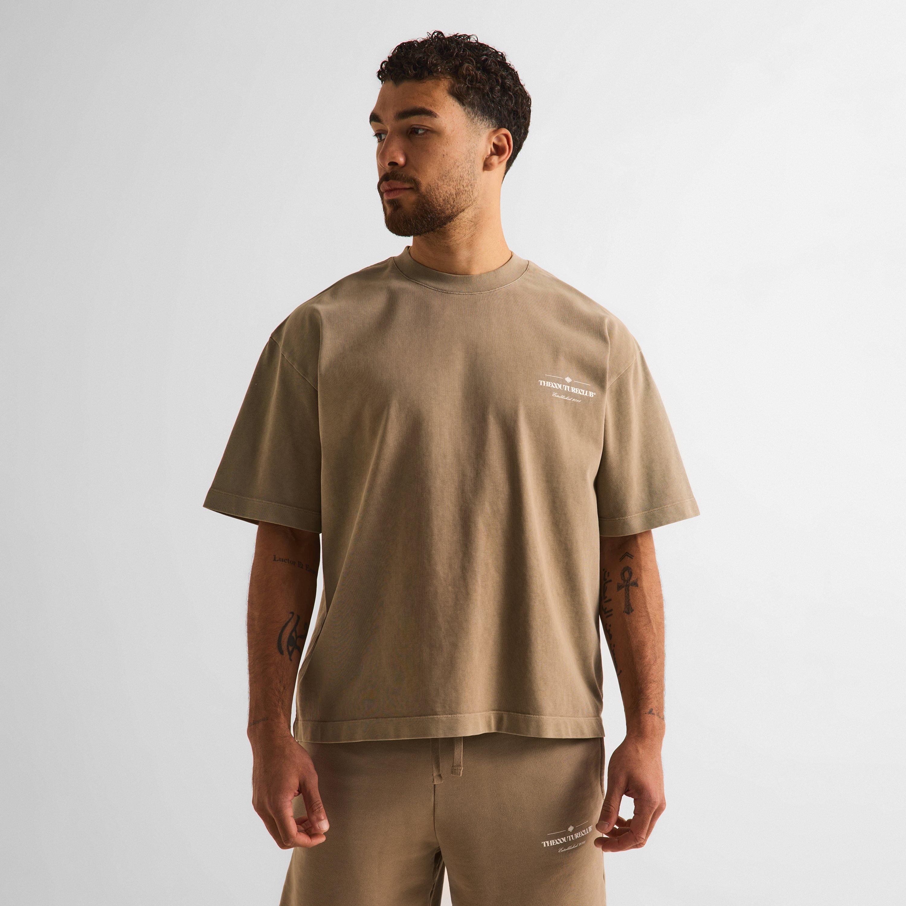 Beige - The Couture Club - Men's Oversized T-Shirt - 3