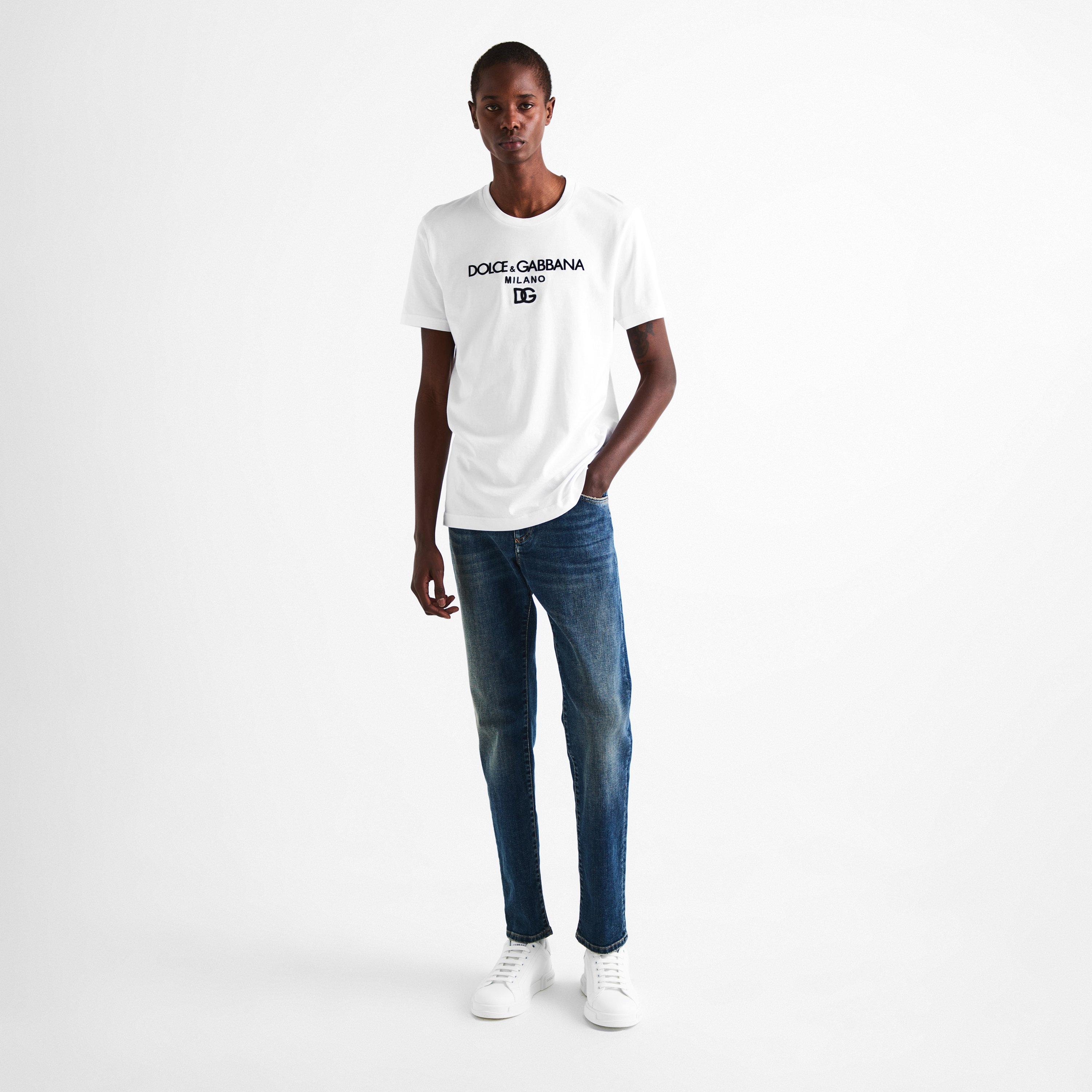 White - Dolce and Gabbana - Men's Logo Milano T-Shirt - 5