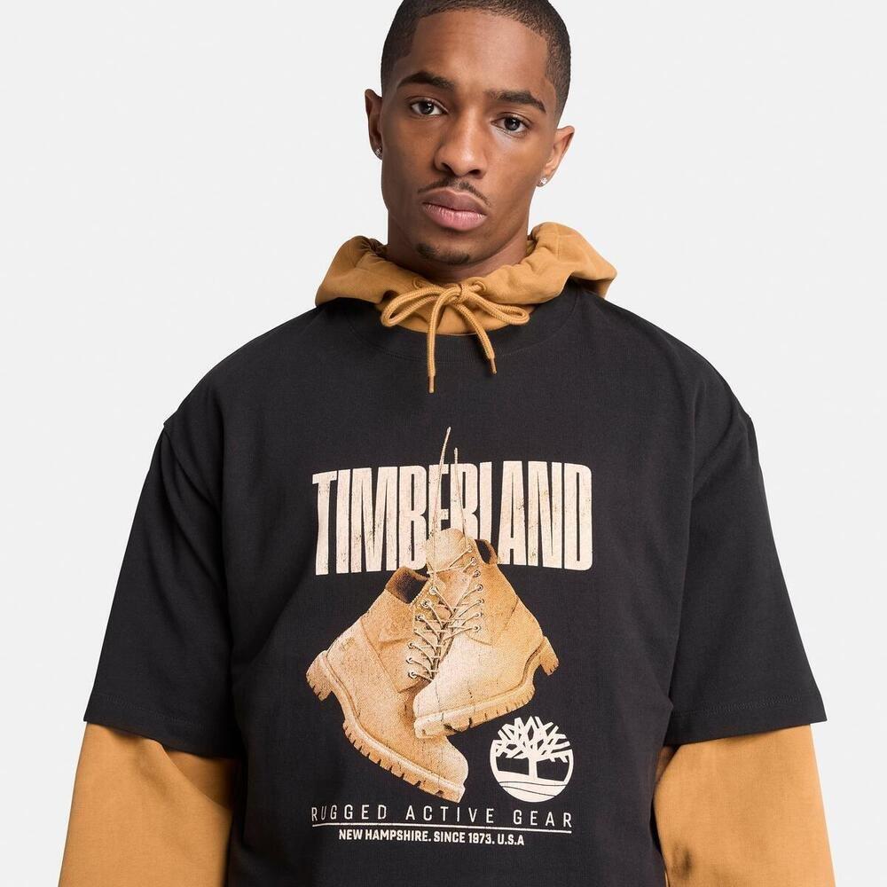 Black - Timberland - Men's Graphic Cotton T-Shirt - 3