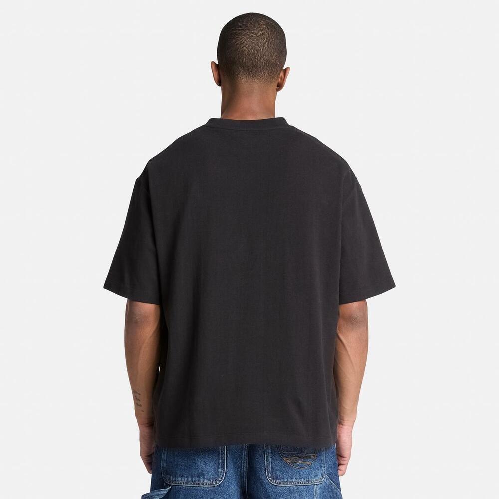 Black - Timberland - Men's Graphic Cotton T-Shirt - 4