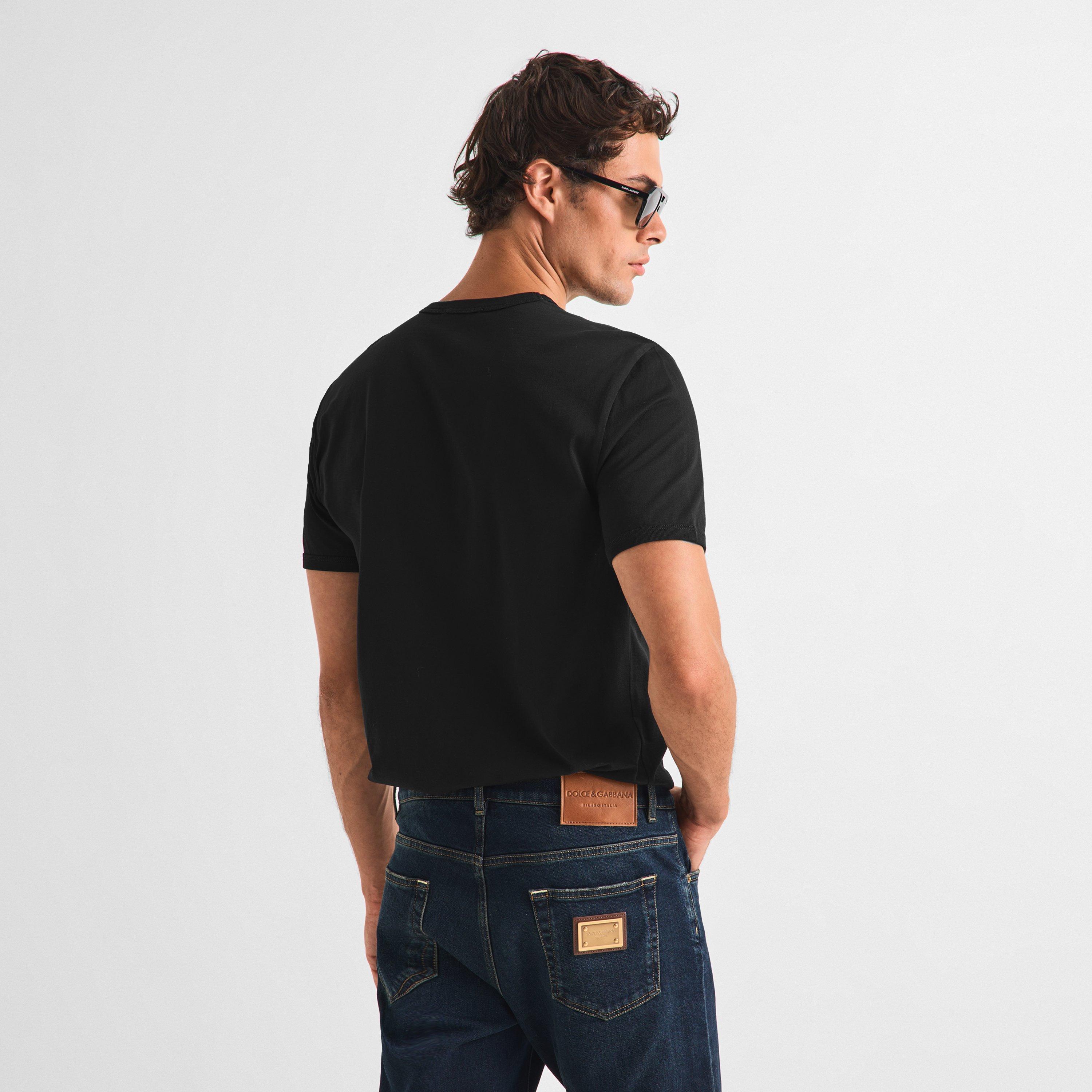 Black - Dolce and Gabbana - Men's New Plate Cotton Crew-Neck Short-Sleeve T-Shirt - 4