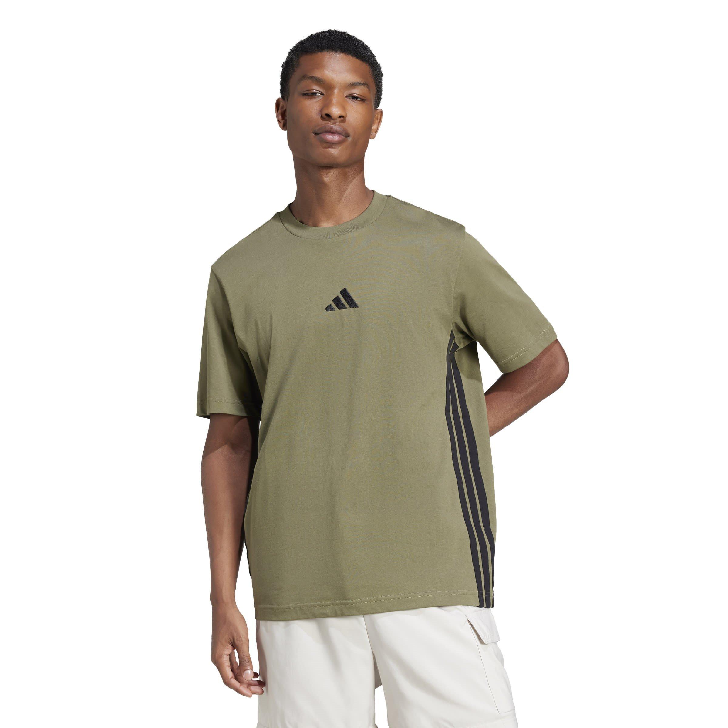 Olive/Black - adidas - Essentials Three Stripes Mens T Shirt - 2