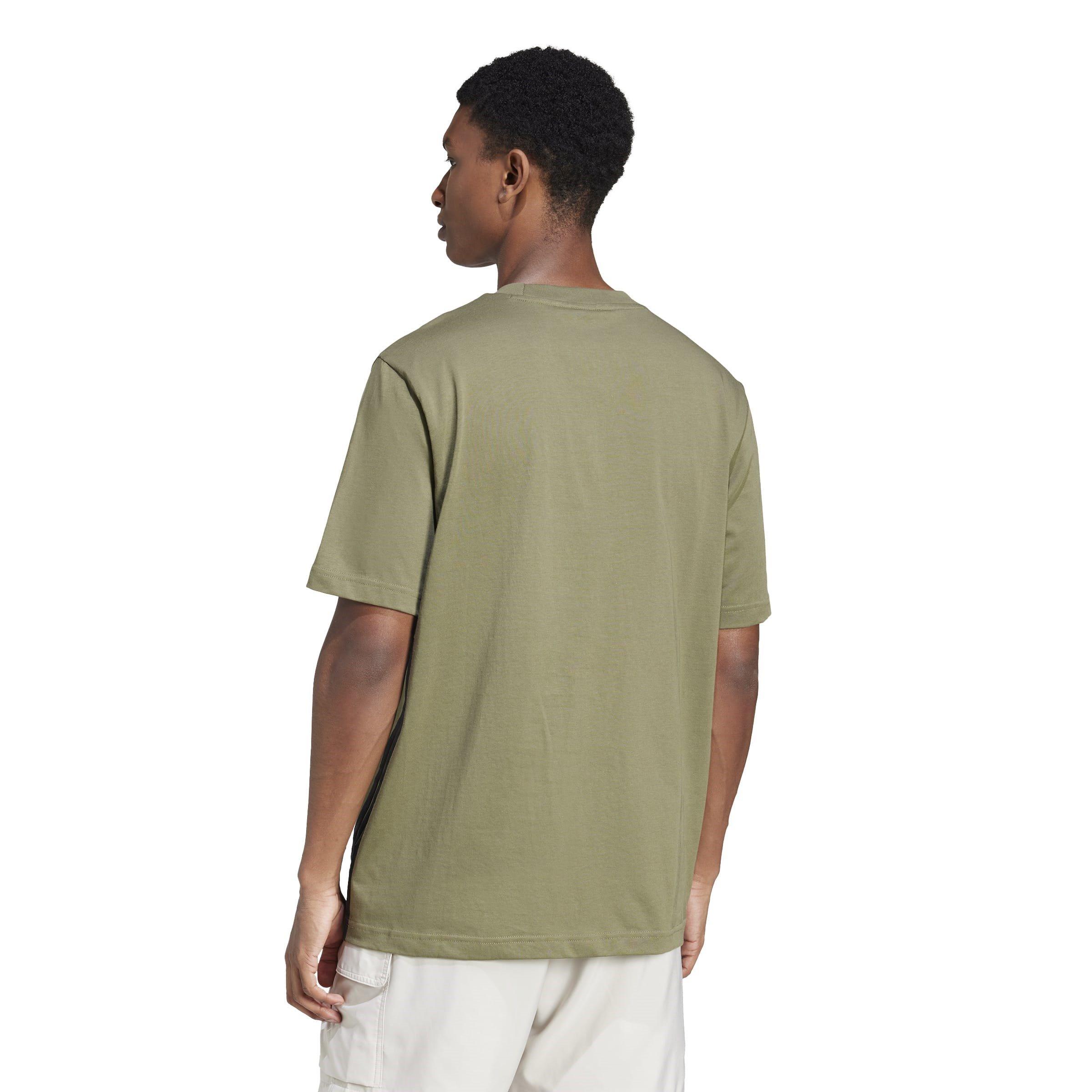 Olive/Black - adidas - Essentials Three Stripes Mens T Shirt - 3