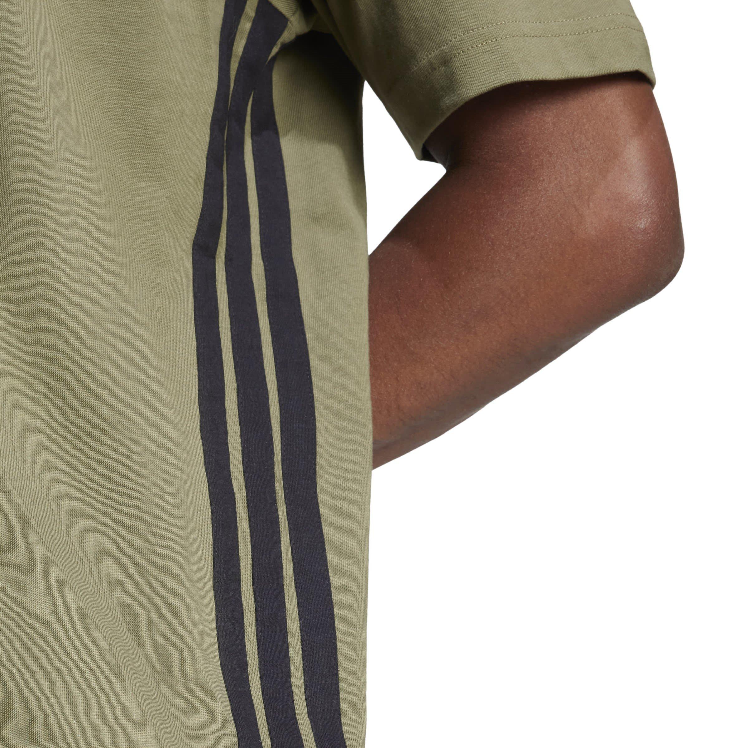 Olive/Black - adidas - Essentials Three Stripes Mens T Shirt - 5