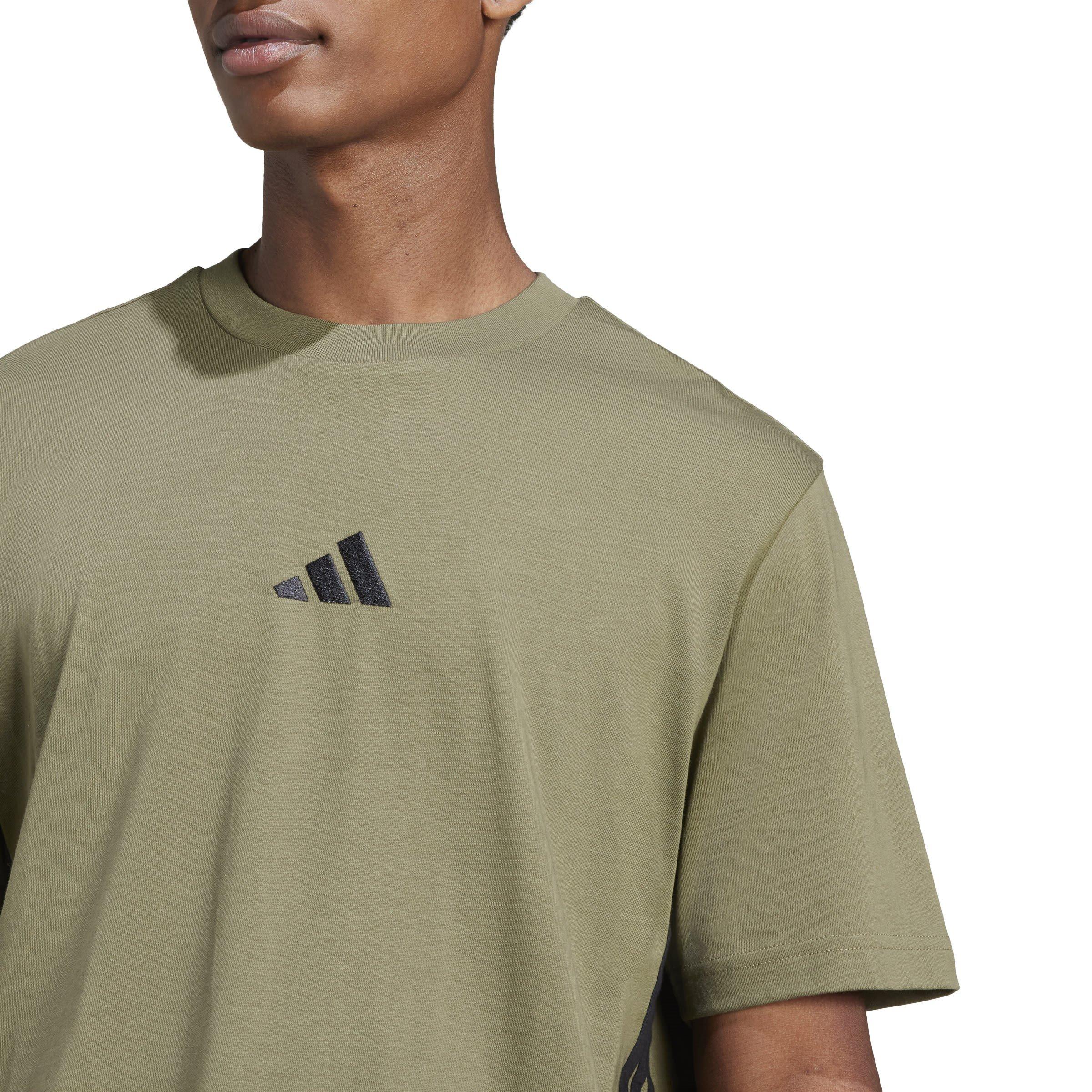 Olive/Black - adidas - Essentials Three Stripes Mens T Shirt - 6