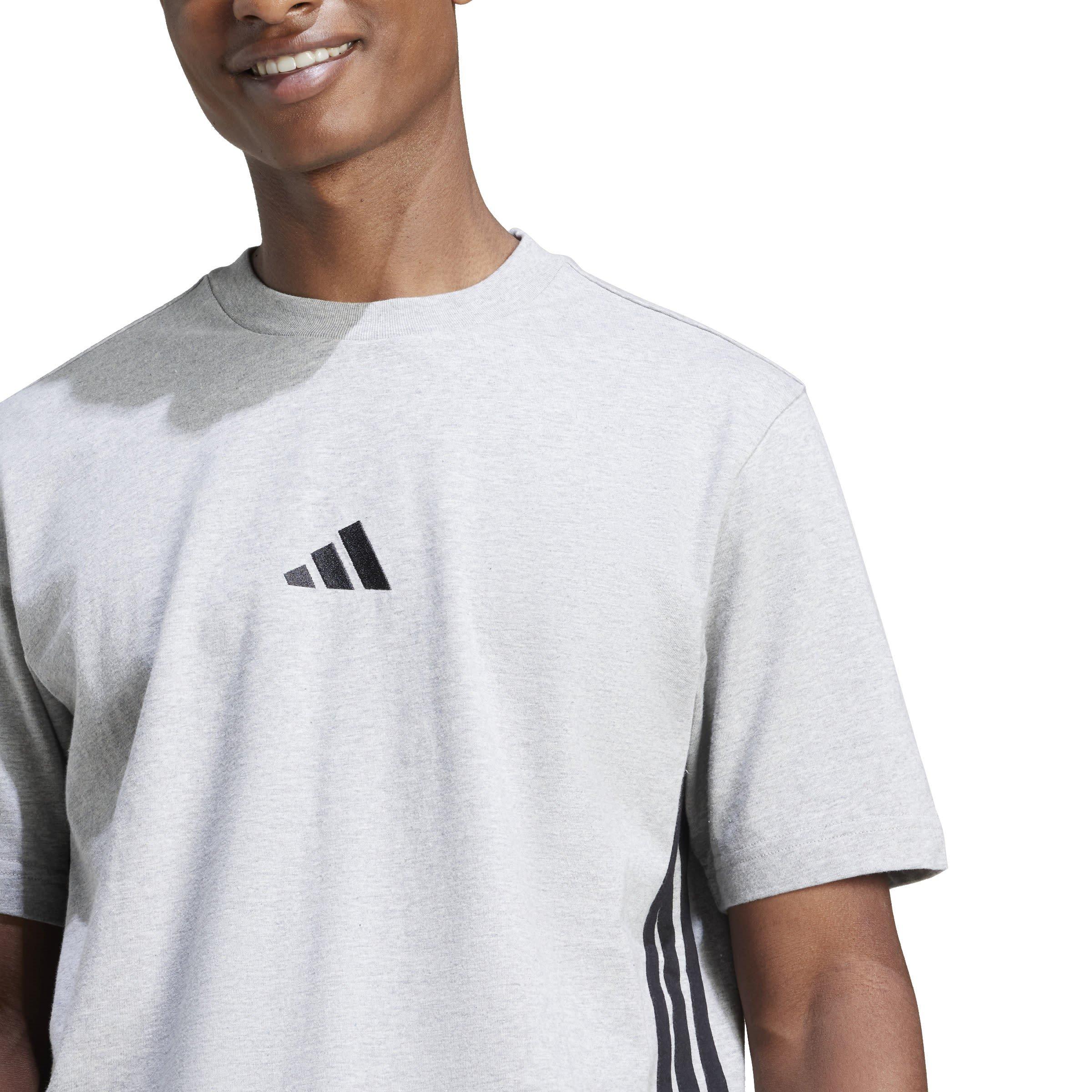 Gry Heather/Blk - adidas - Essentials Three Stripes Mens T Shirt - 5