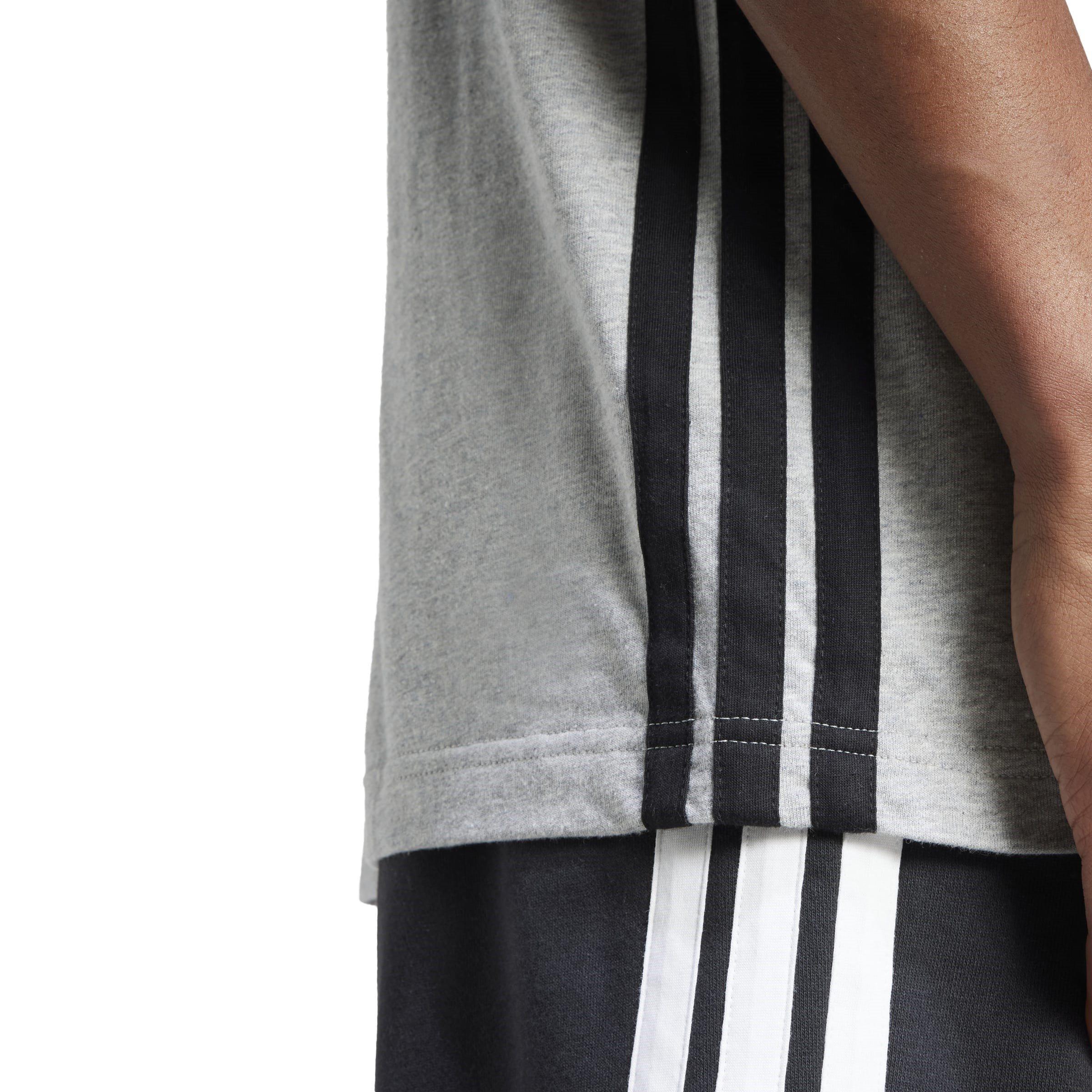 Gry Heather/Blk - adidas - Essentials Three Stripes Mens T Shirt - 6