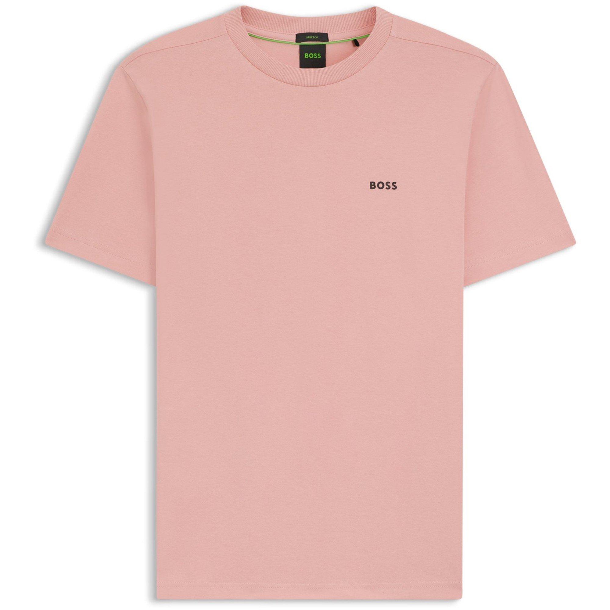 Boss Men's Green T-Shirt With Logo Design Stretch Cotton - Pink 686 - M