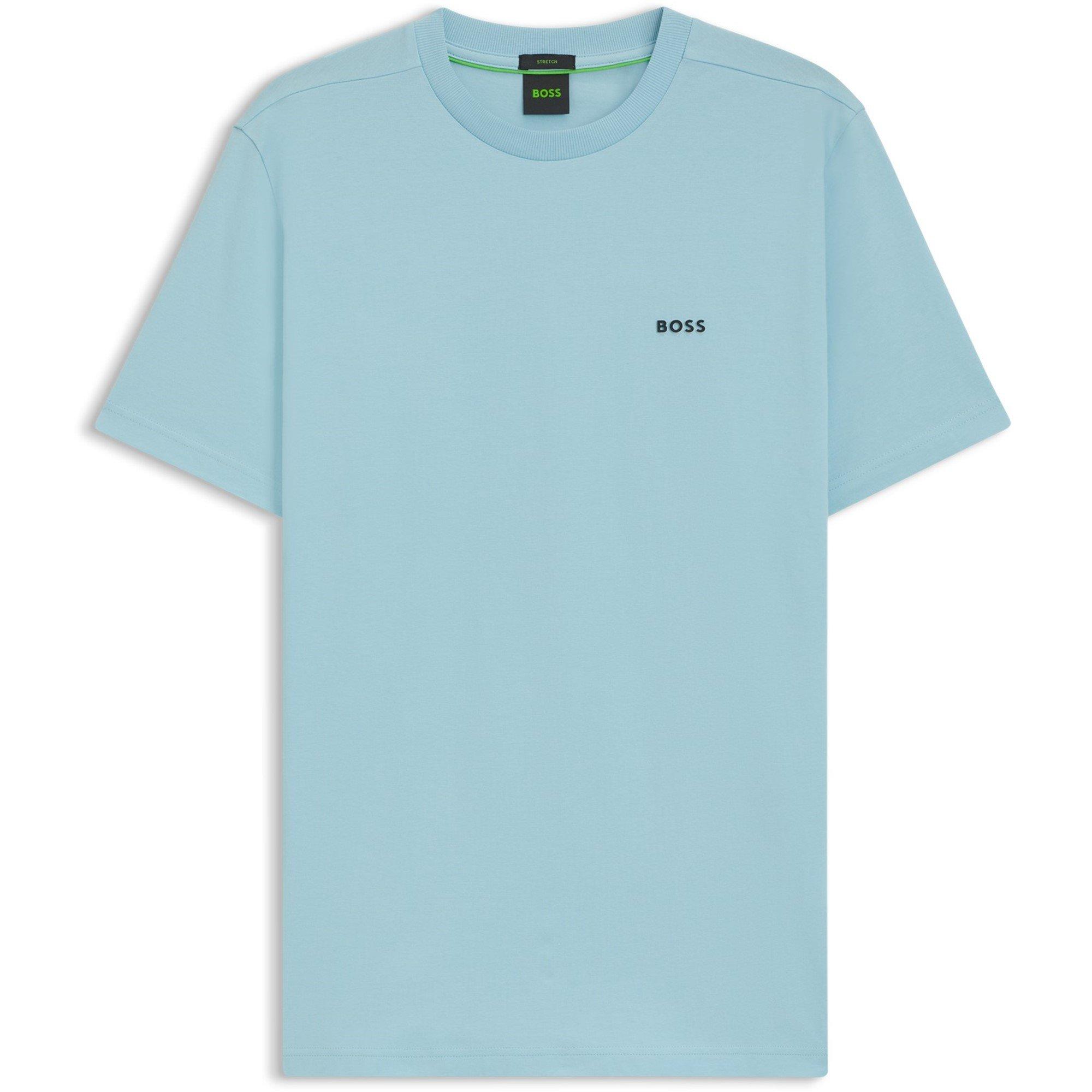 Boss Men's Green T-Shirt With Logo Design Stretch Cotton - Pastl Blue 455 - S