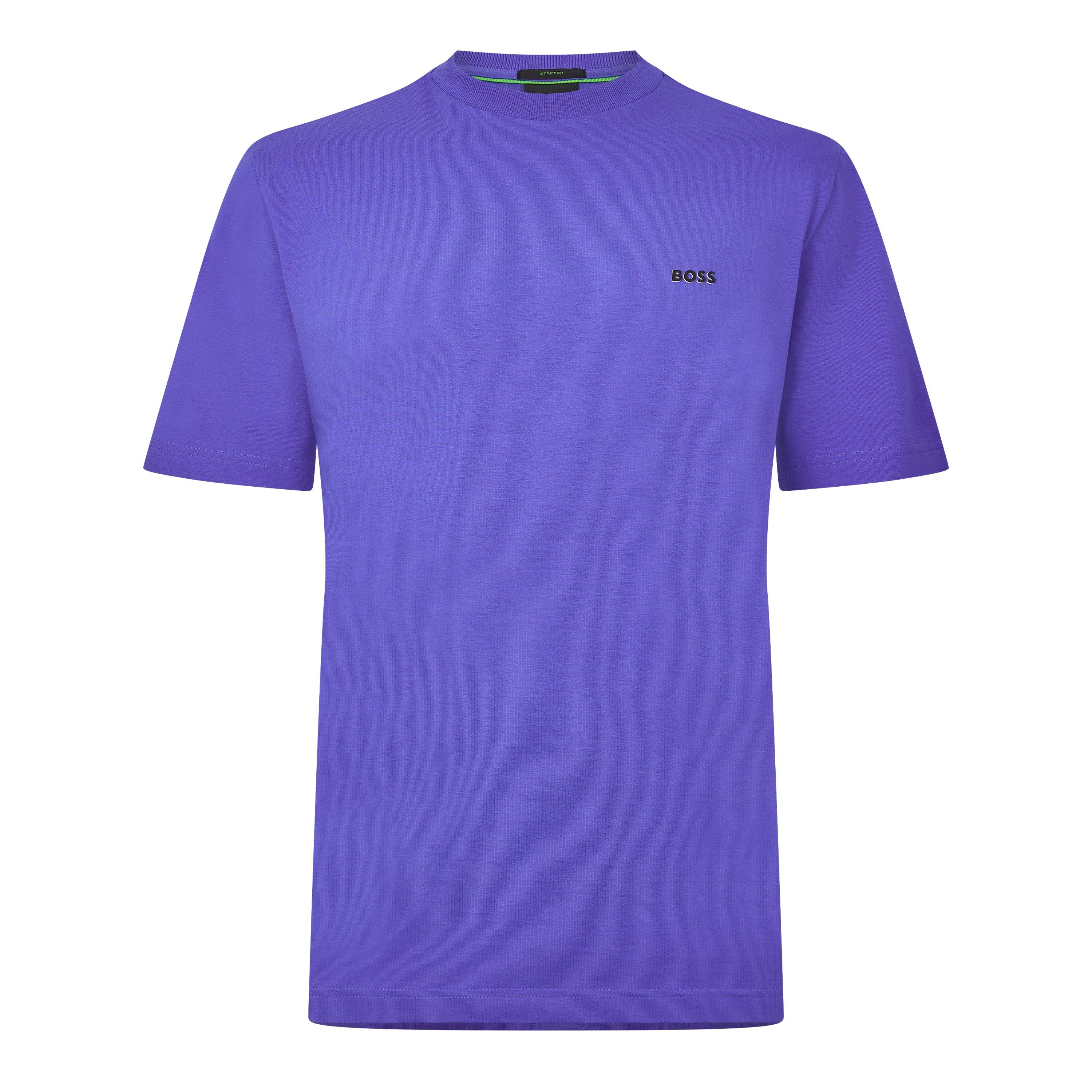 Boss Mens BOSS GREEN T-Shirt with Logo Design Stretch Cotton - Medium Blue - Size 2XL