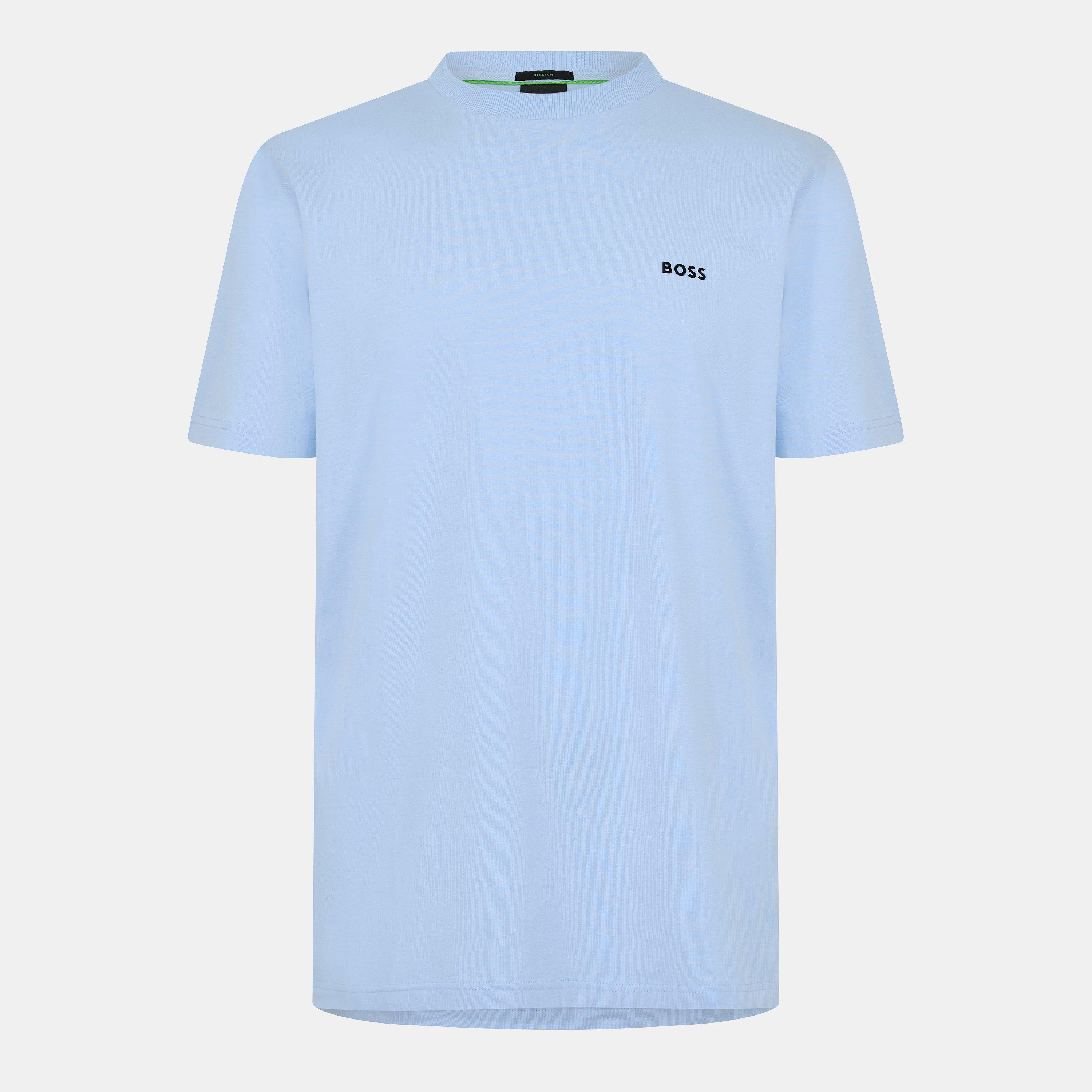 Boss Men's Green T-Shirt With Logo Design Stretch Cotton - Pas Blue 451 - 3XL