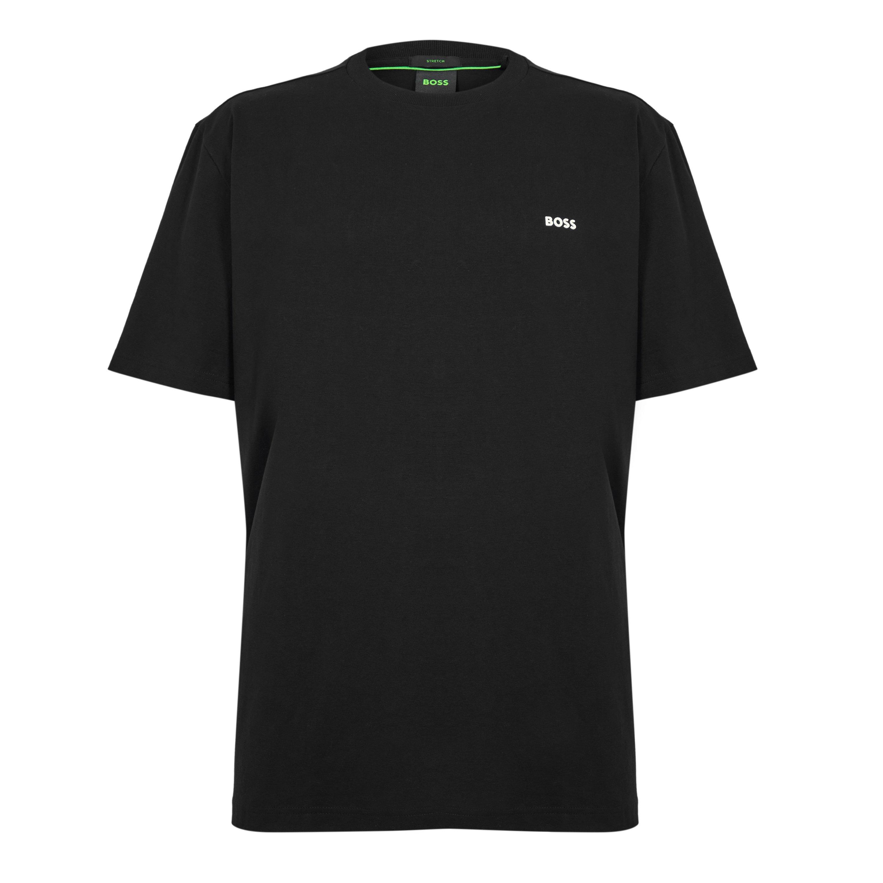 Boss Men's Green T-Shirt With Logo Design Stretch Cotton - Black - L