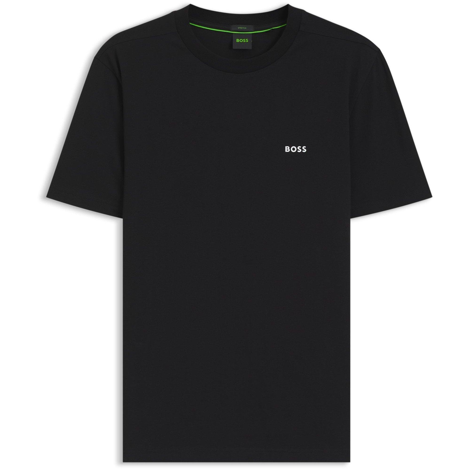 Boss Men's Green T-Shirt With Logo Design Stretch Cotton - Black - M