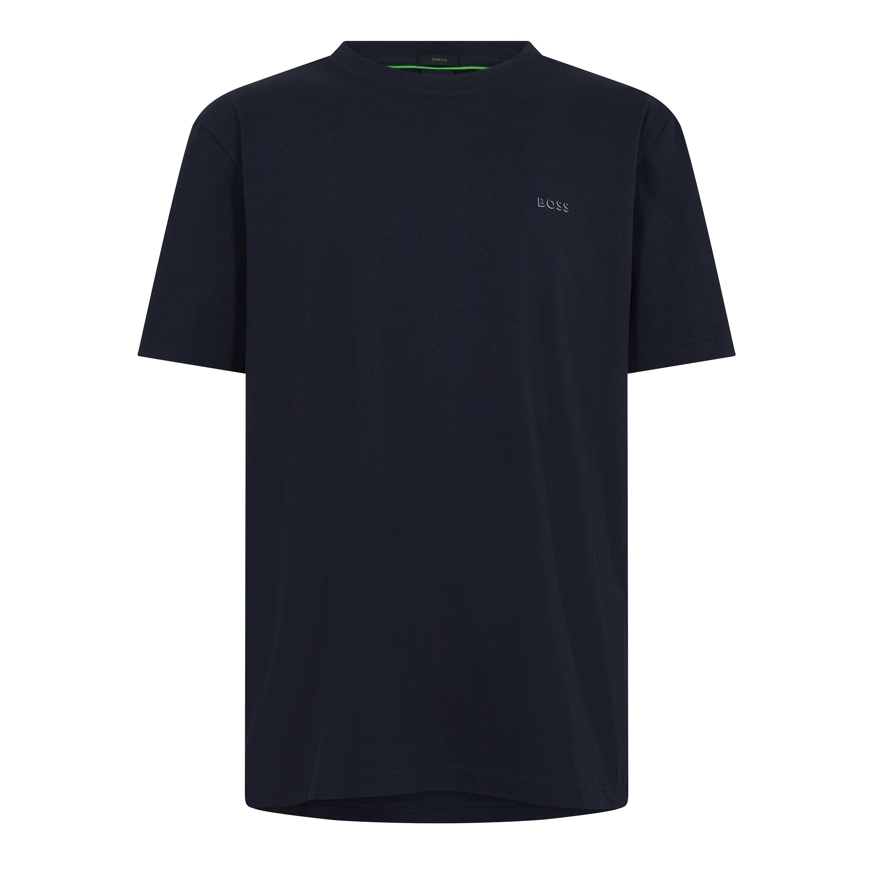 Boss Mens BOSS GREEN T-Shirt with Logo Design Stretch Cotton - Dark Blue - XL