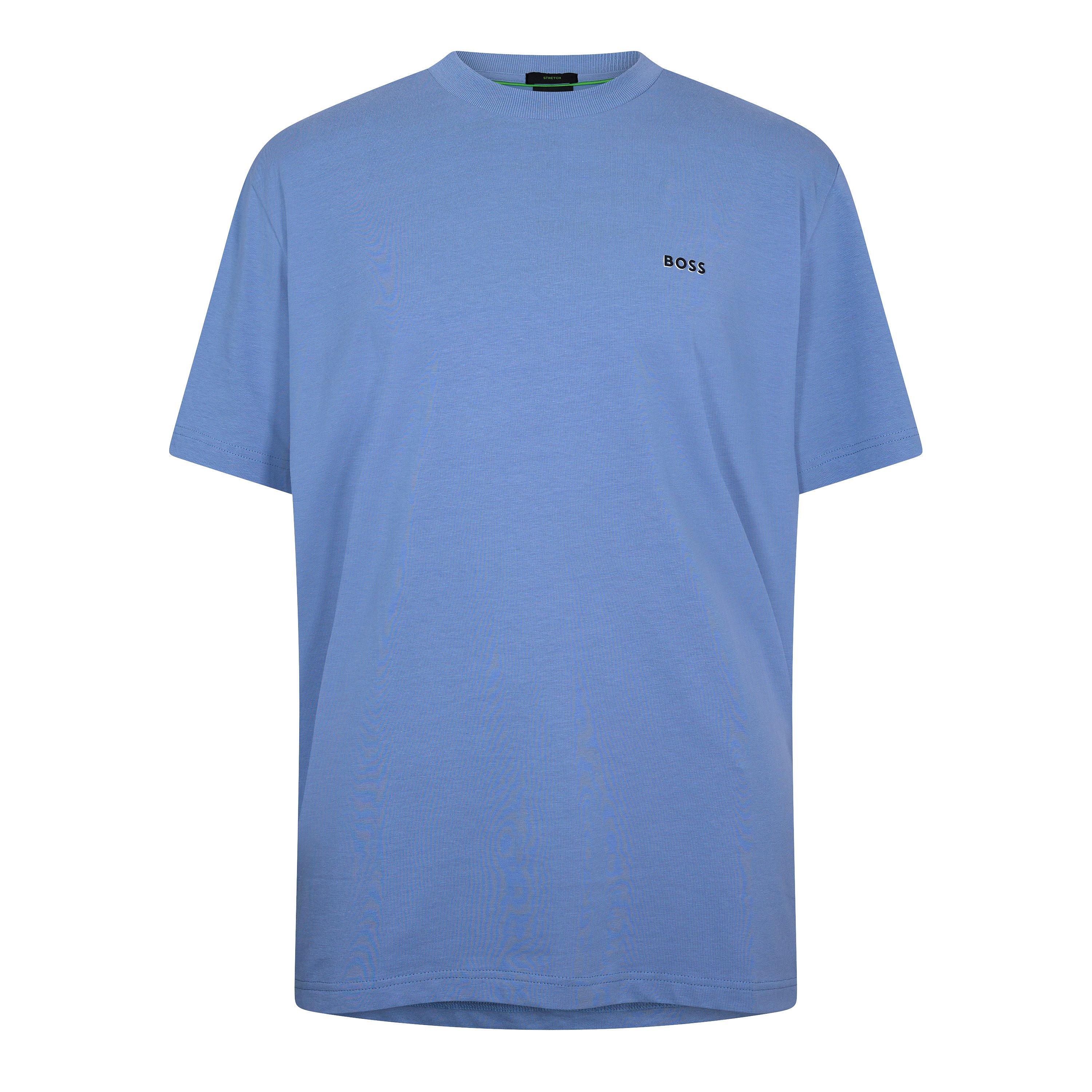 Boss Men's Green T-Shirt With Logo Design Stretch Cotton - Open Blue - 3XL